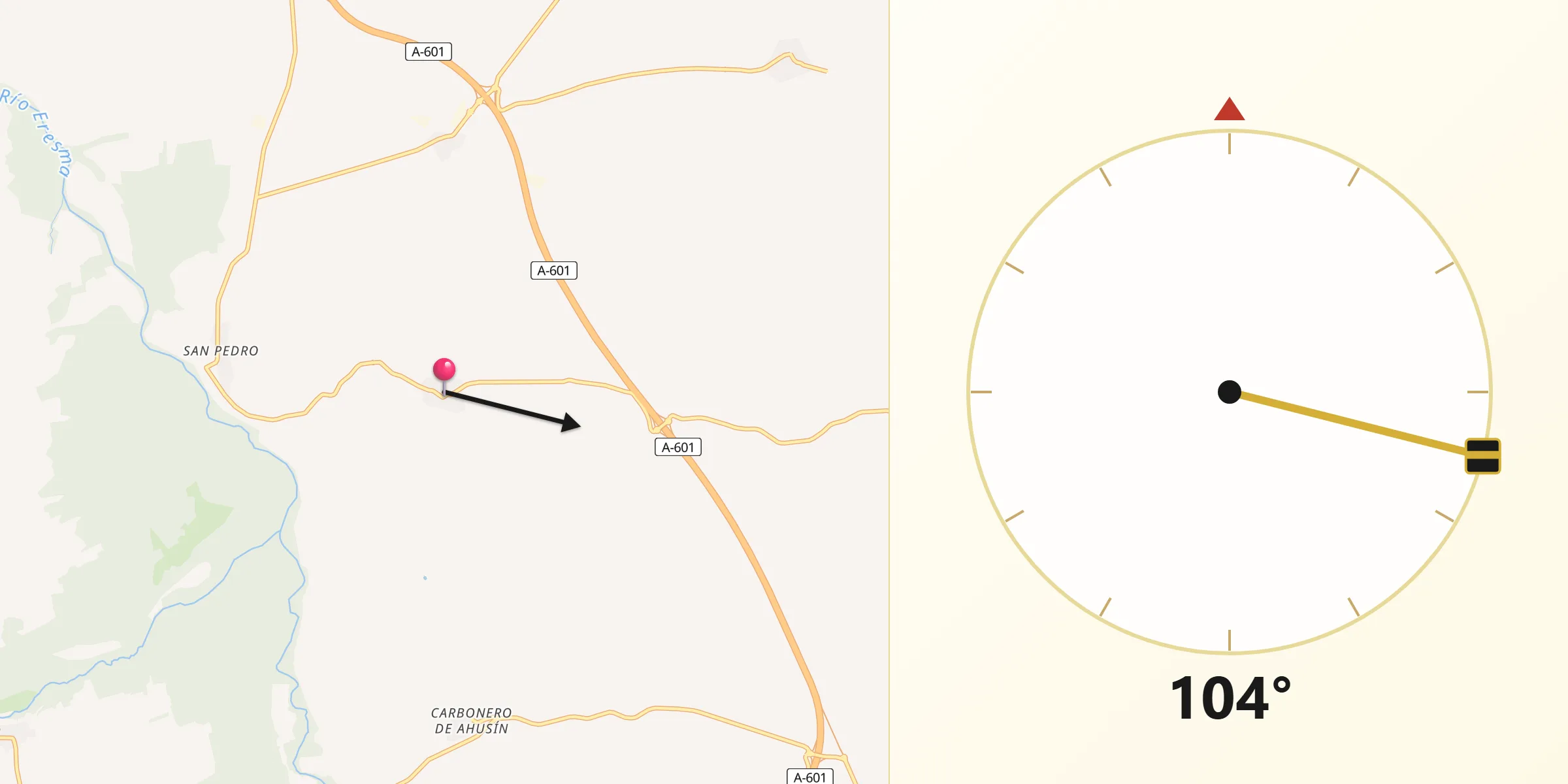 Dirección de la Qibla desde Yanguas de Eresma