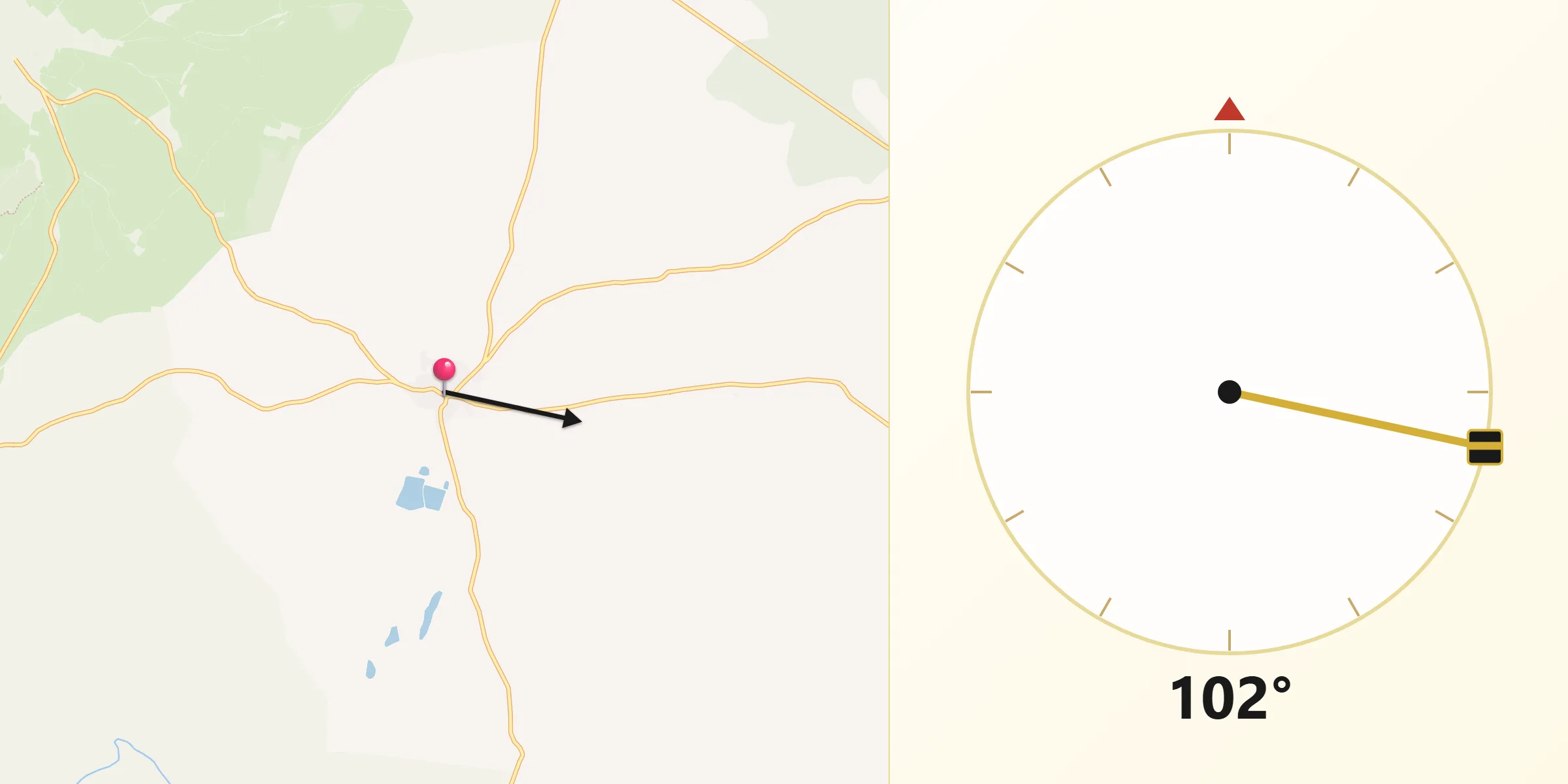Dirección de la Qibla desde Barruecopardo