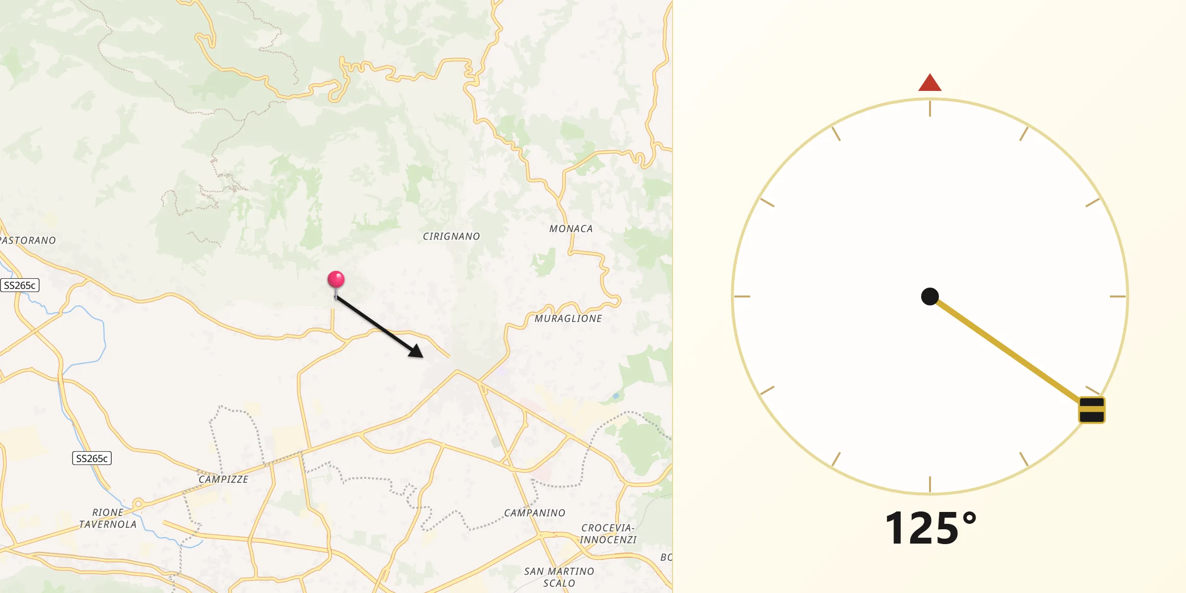 Direzione della Qibla da Bonea