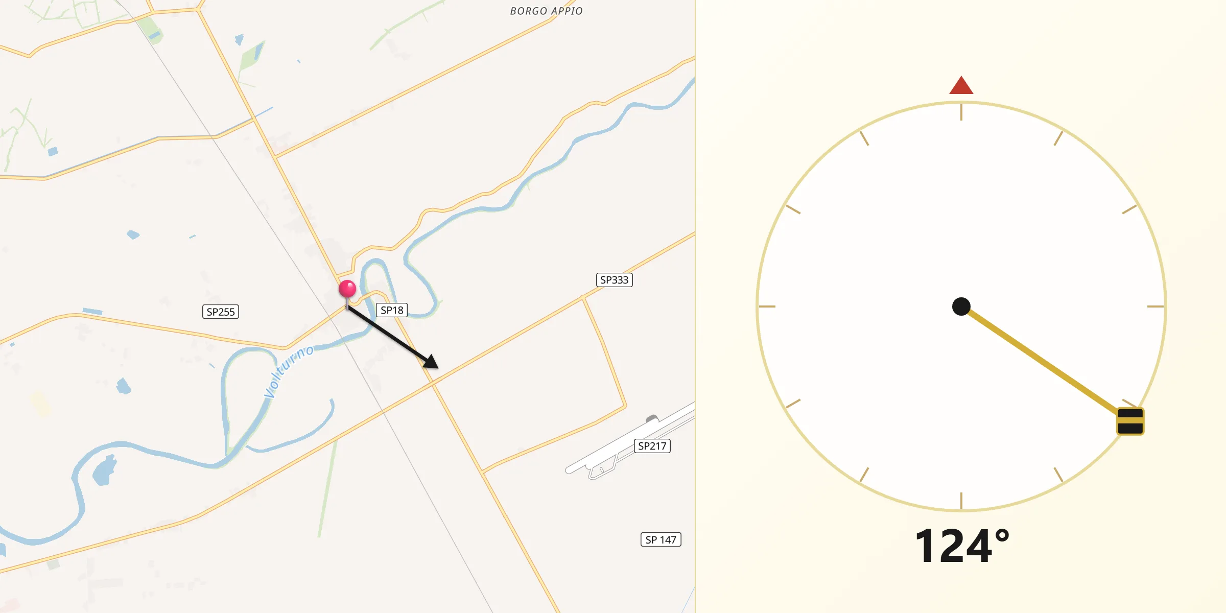 Direzione della Qibla da Cancello-Arnone