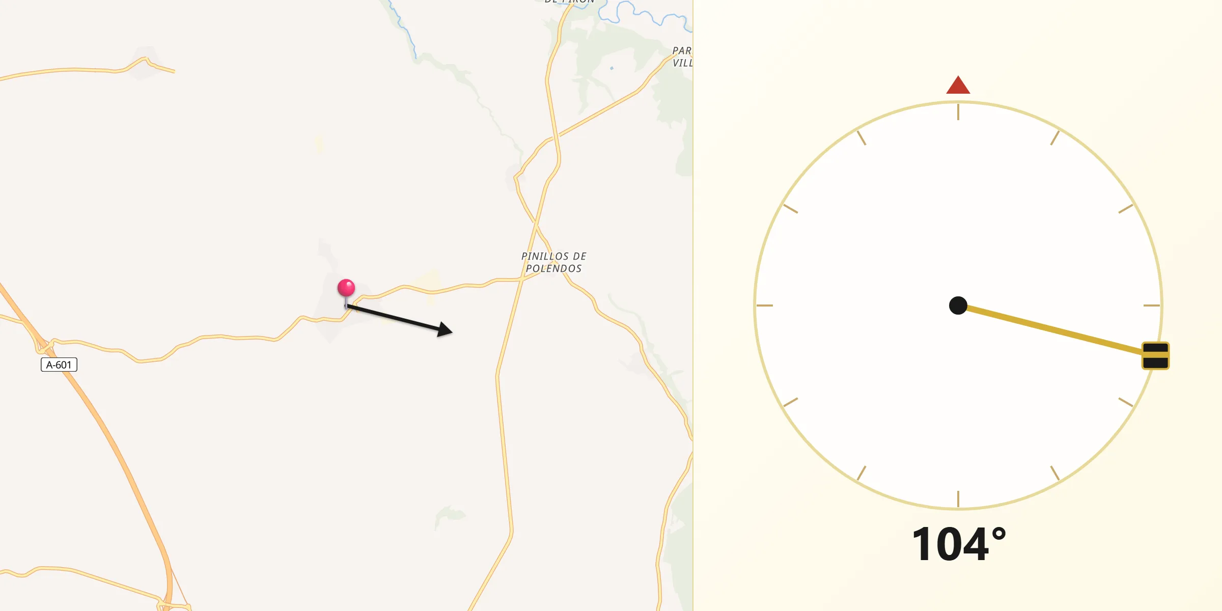 Dirección de la Qibla desde Cantimpalos