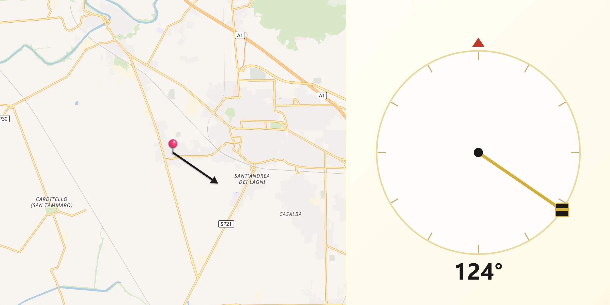 Direzione della Qibla da San Tammaro