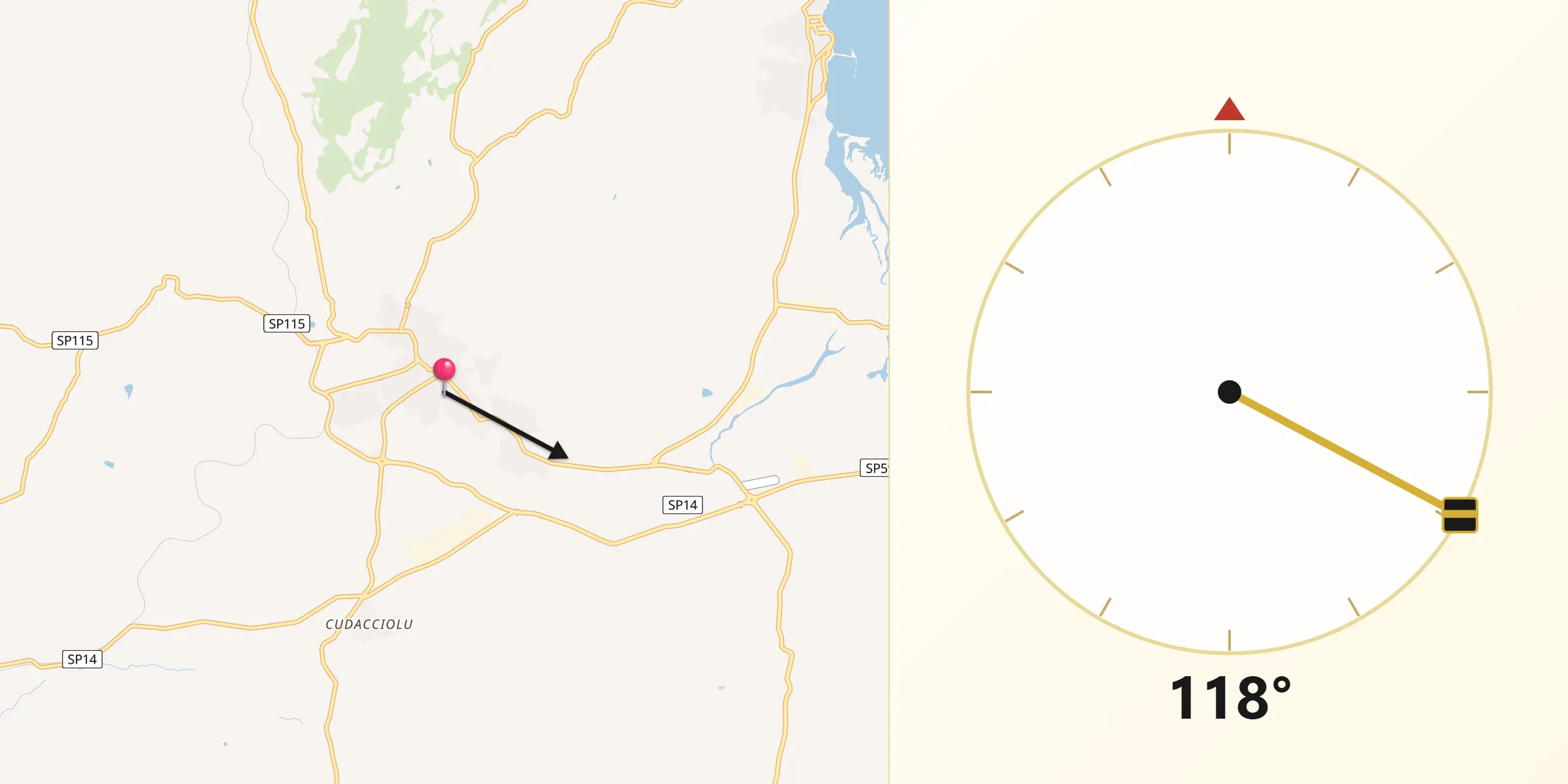 Direzione della Qibla da Arzachena