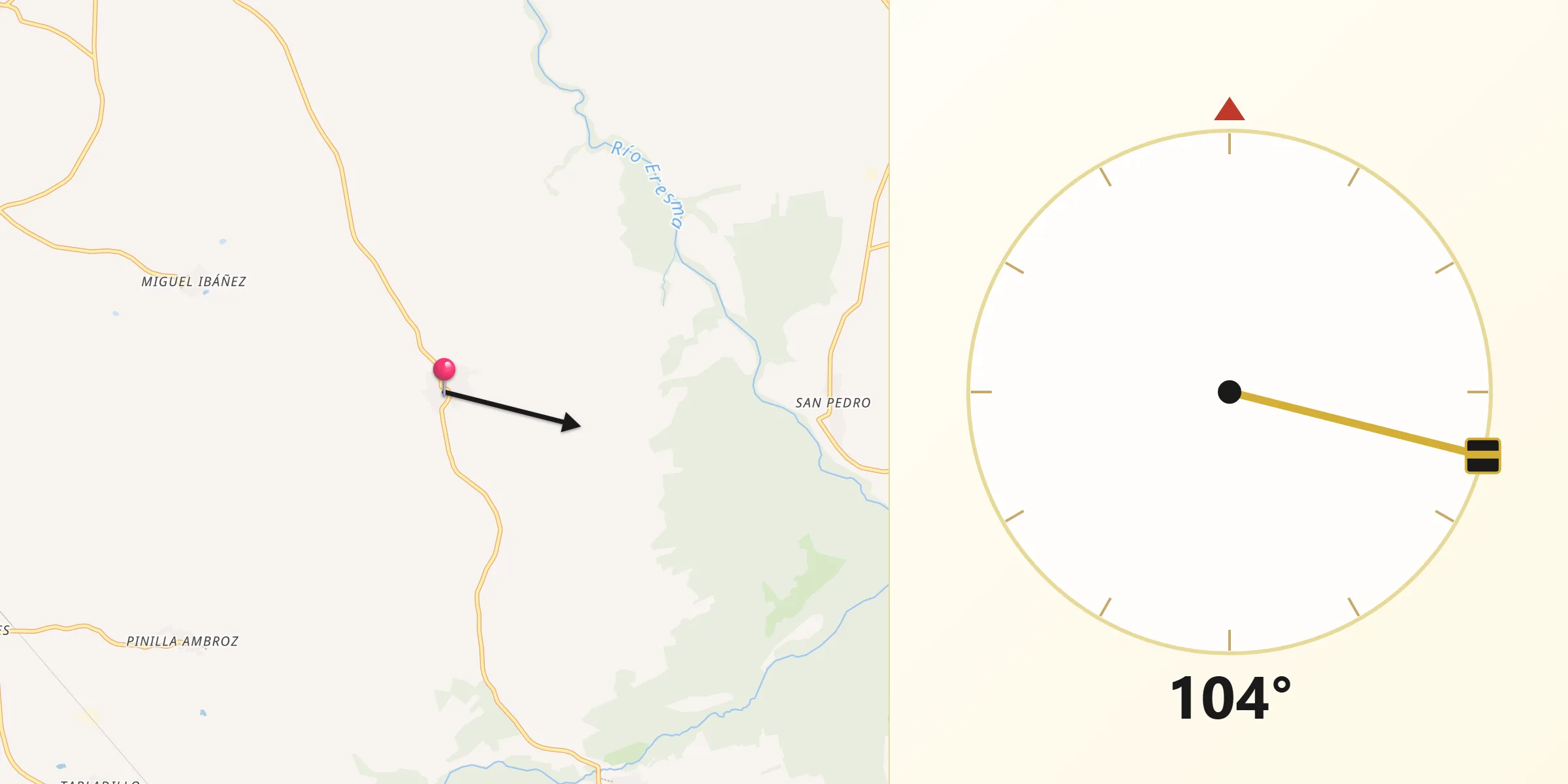 Dirección de la Qibla desde Armuña