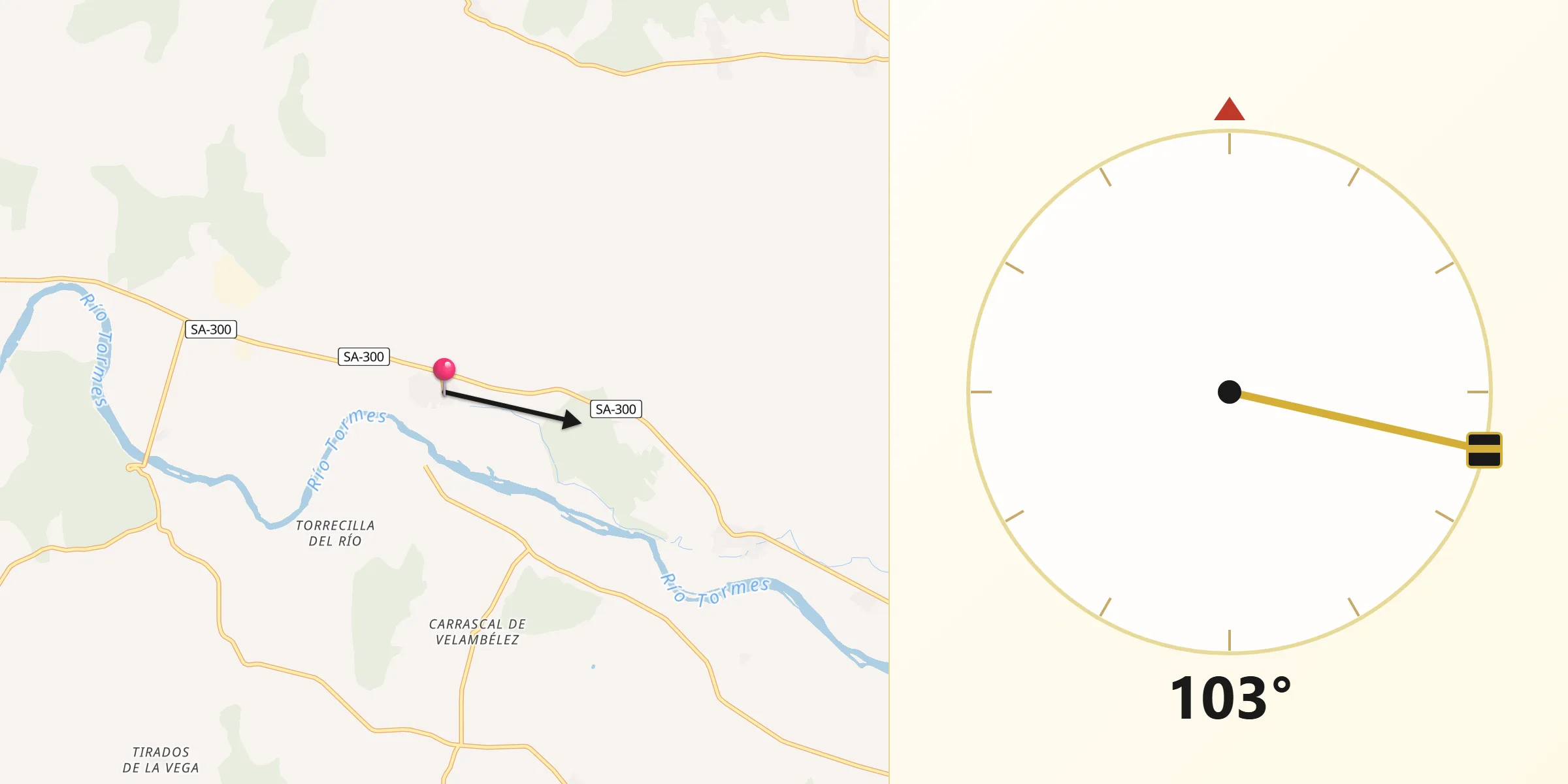 Dirección de la Qibla desde Juzbado