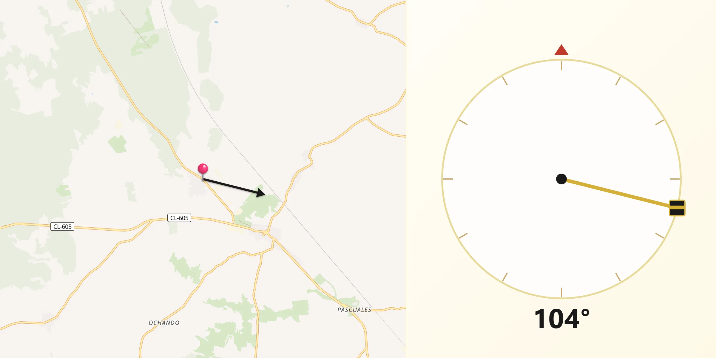 Dirección de la Qibla desde Nieva