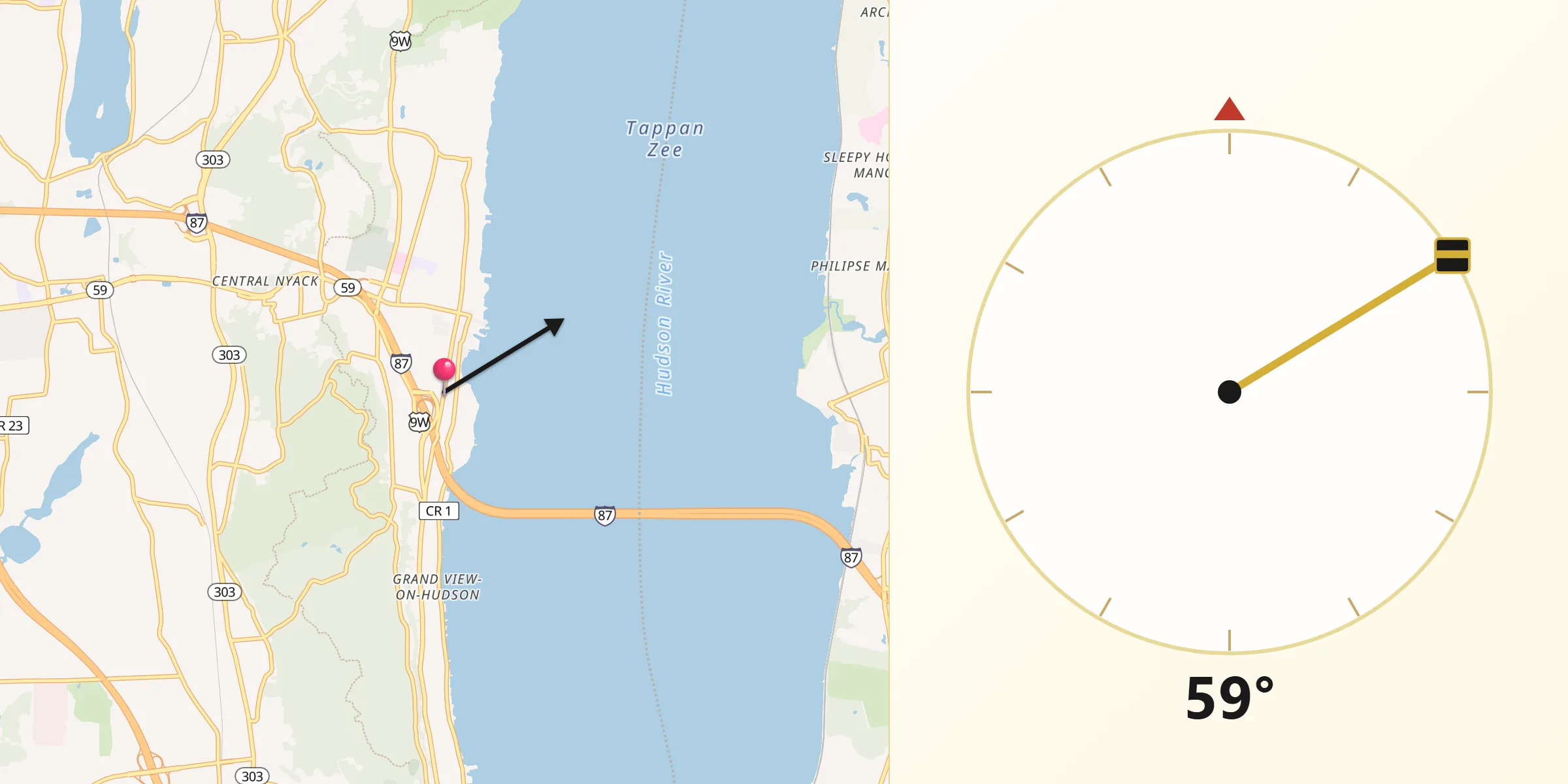 Qibla Direction from South Nyack