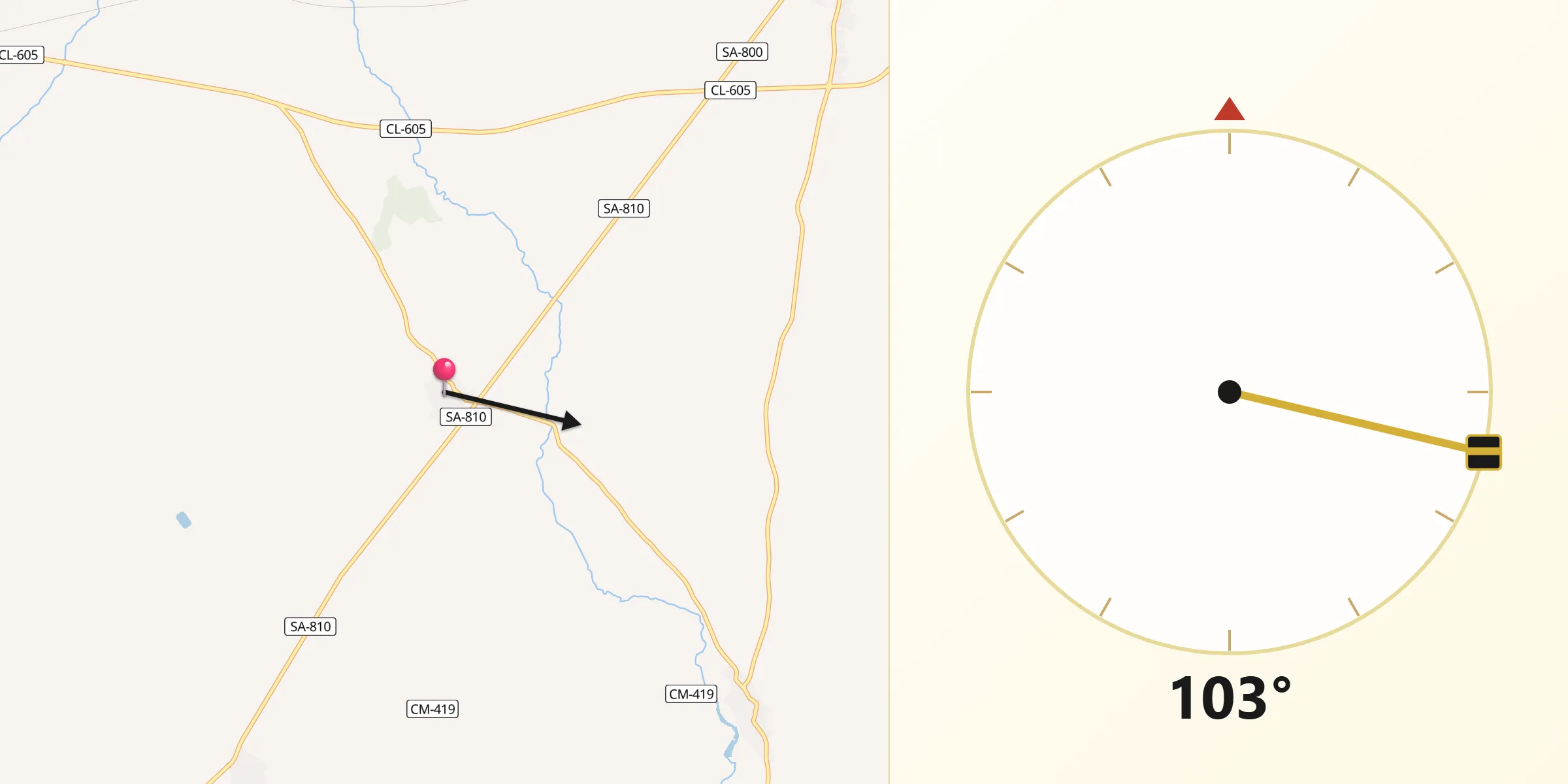 Dirección de la Qibla desde Villaflores