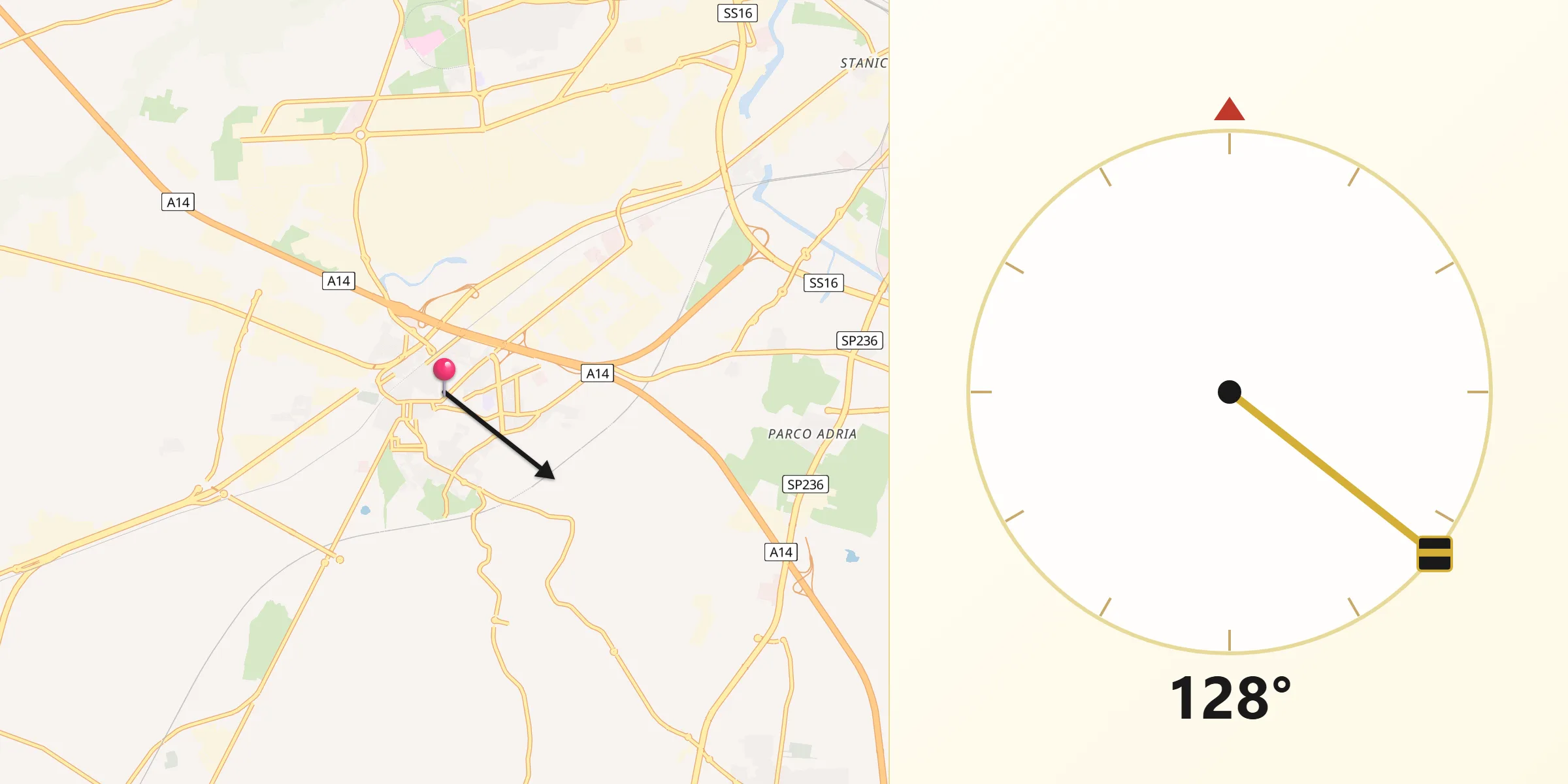 Direzione della Qibla da Modugno
