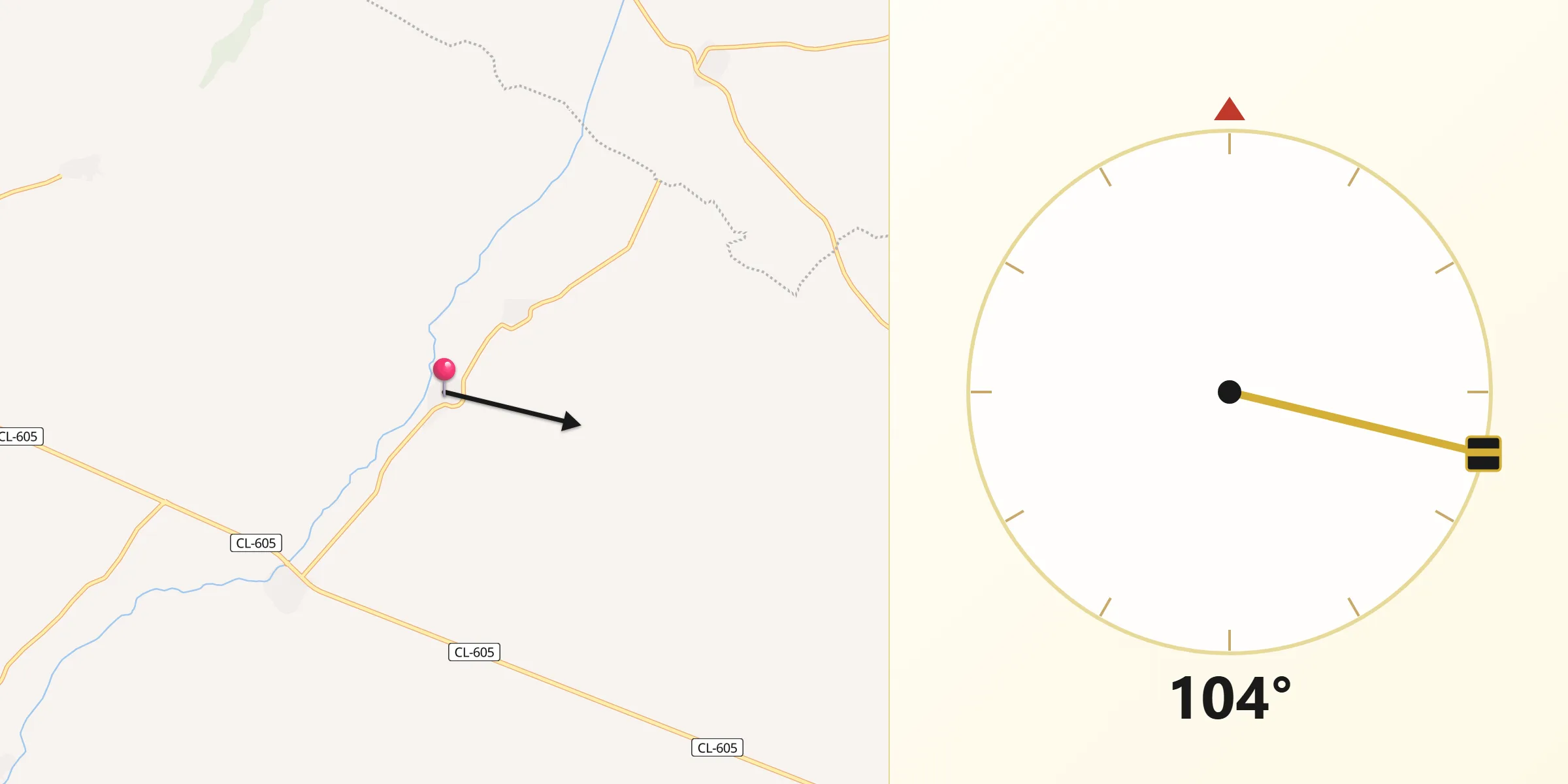 Dirección de la Qibla desde Castellanos de Zapardiel