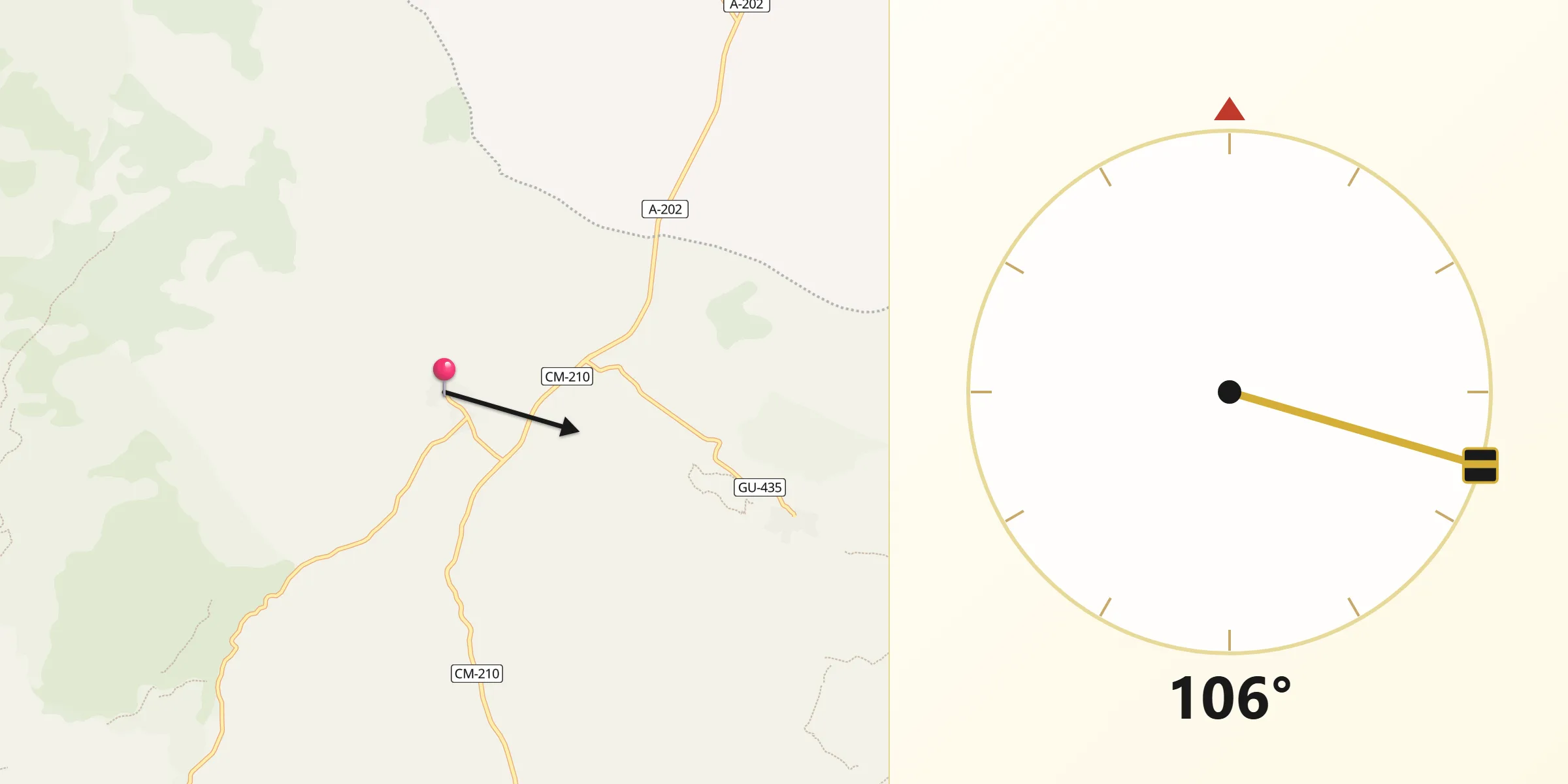 Dirección de la Qibla desde Milmarcos