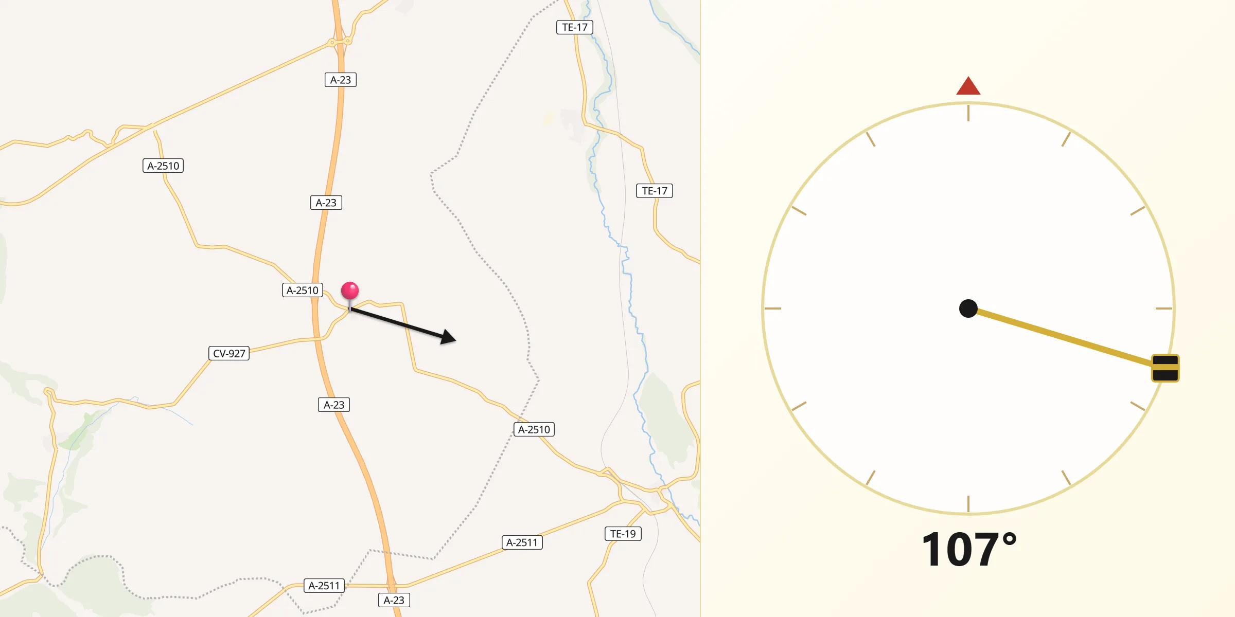 Dirección de la Qibla desde Lechón