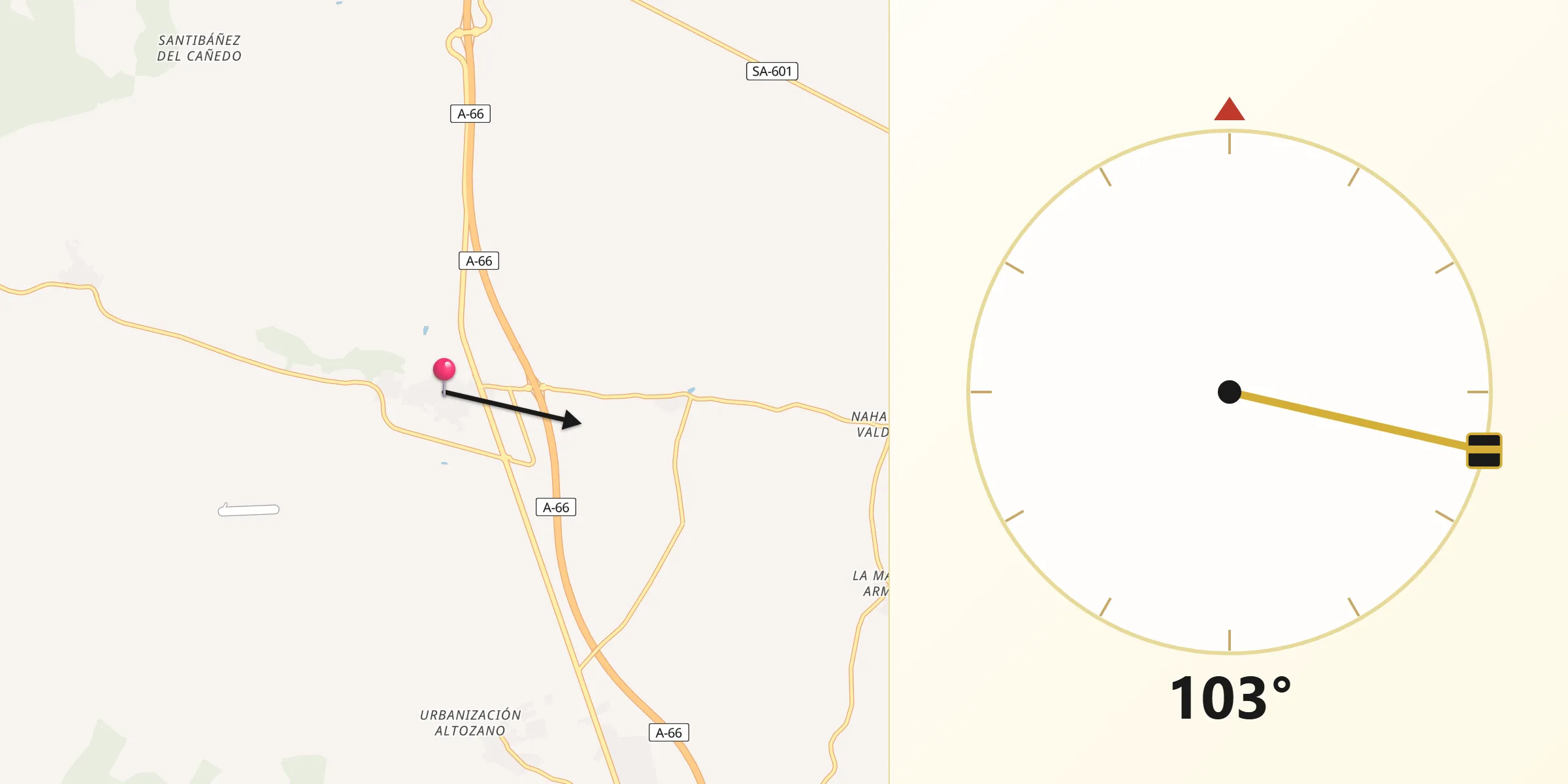 Dirección de la Qibla desde Calzada de Valdunciel