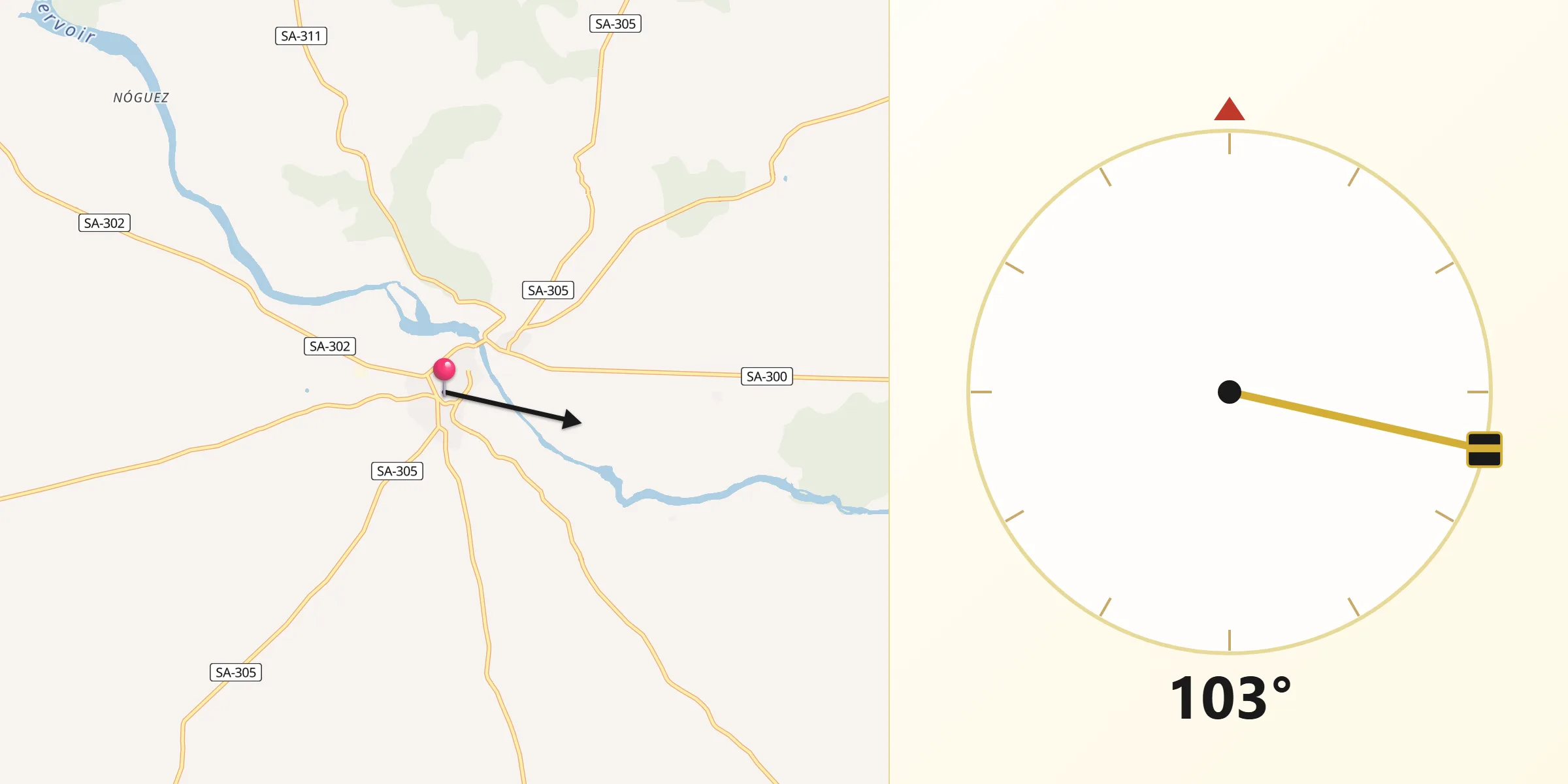 Dirección de la Qibla desde Ledesma