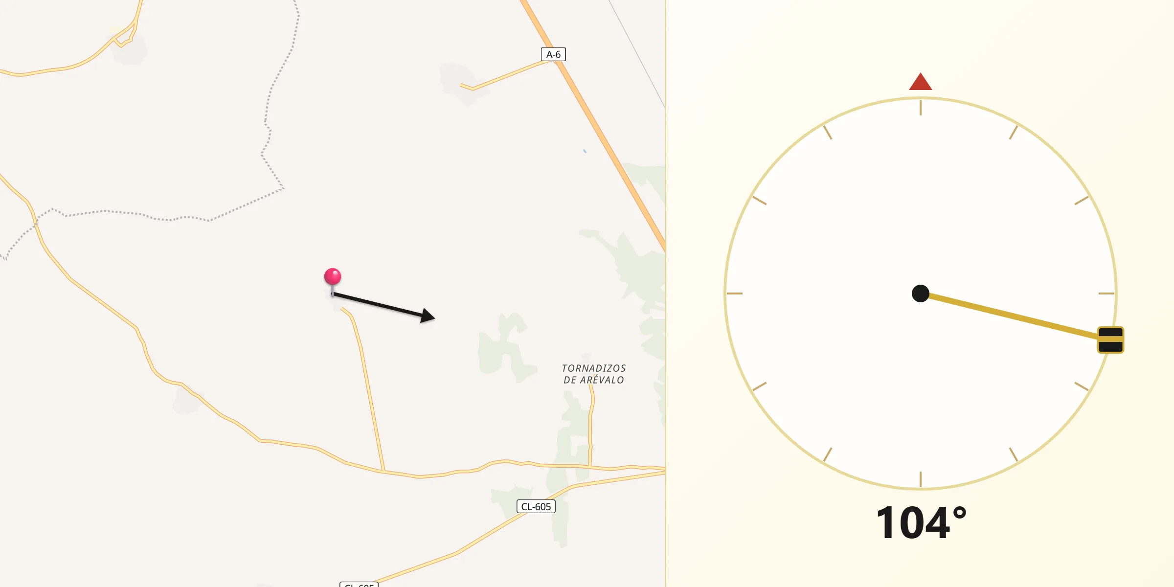 Dirección de la Qibla desde Donvidas