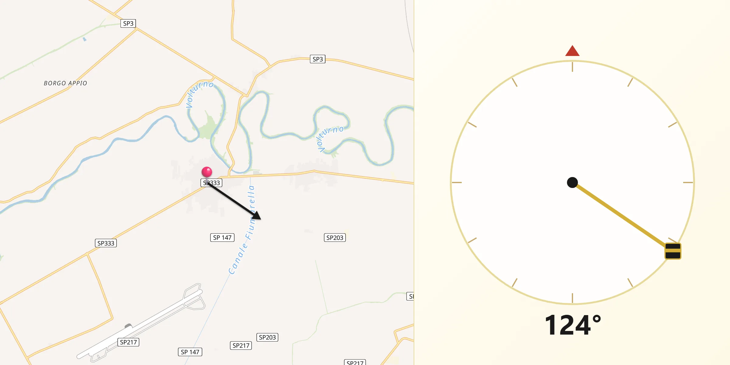 Direzione della Qibla da Grazzanise