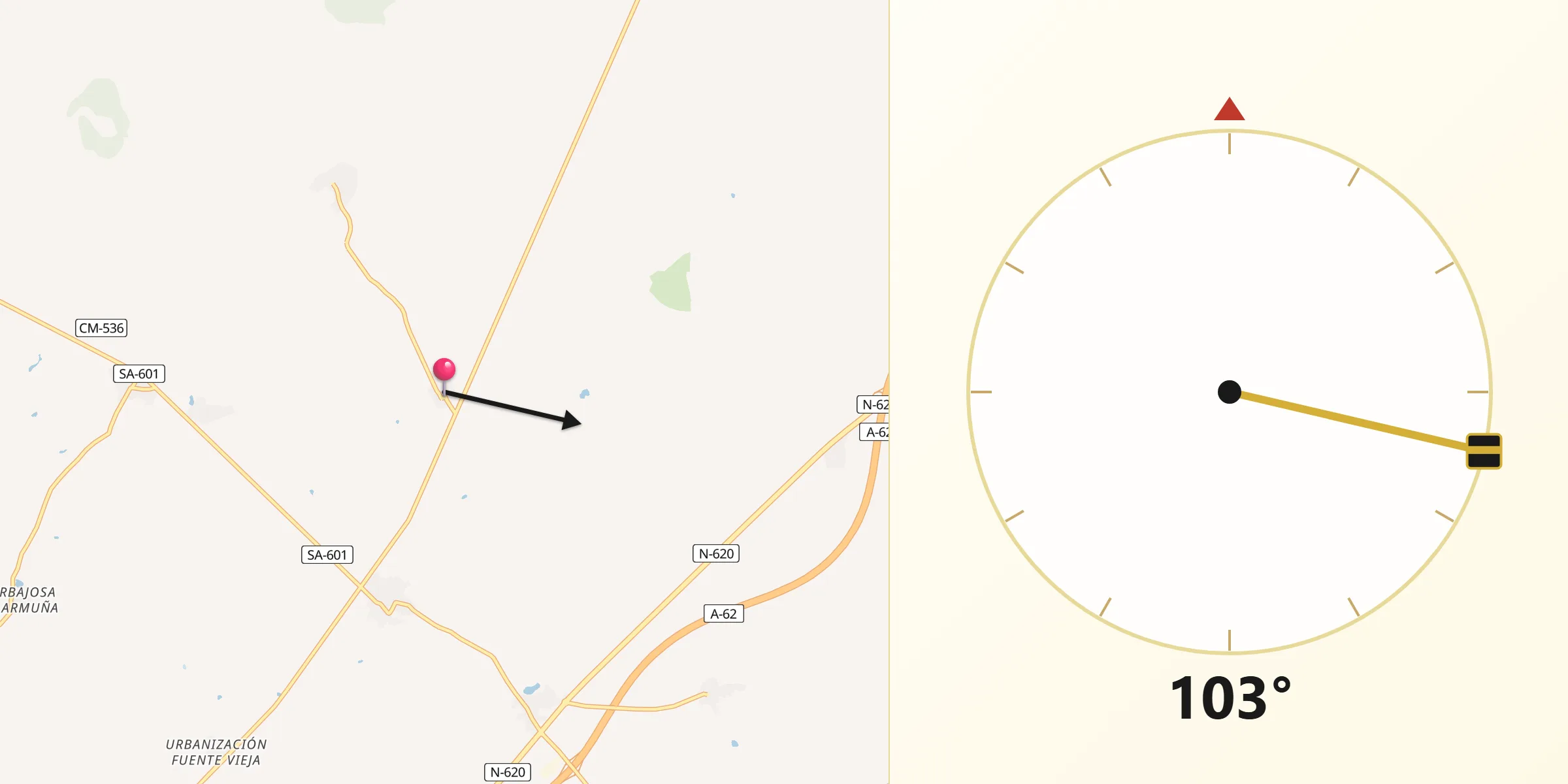 Dirección de la Qibla desde Arcediano