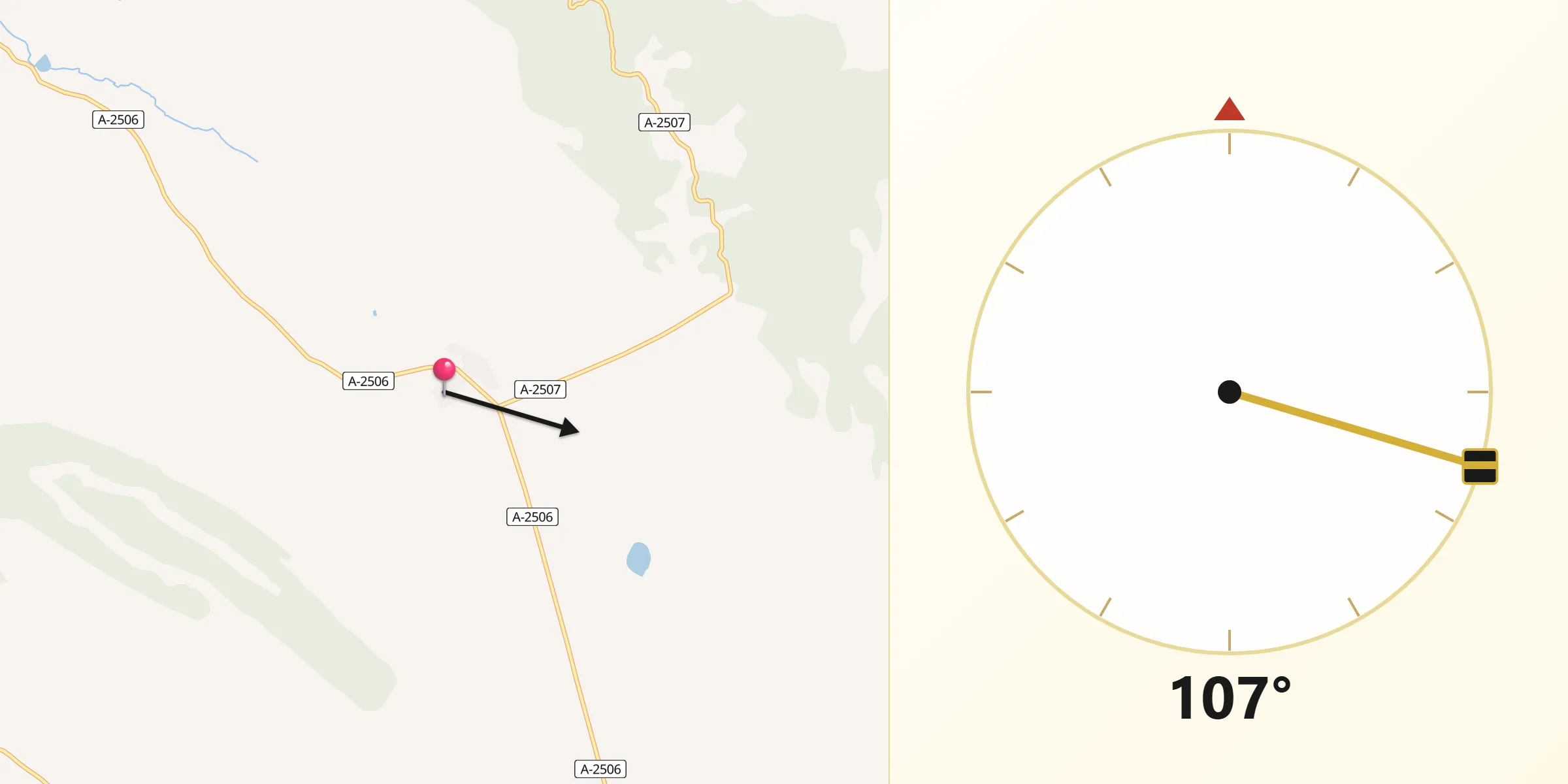 Dirección de la Qibla desde Cubel