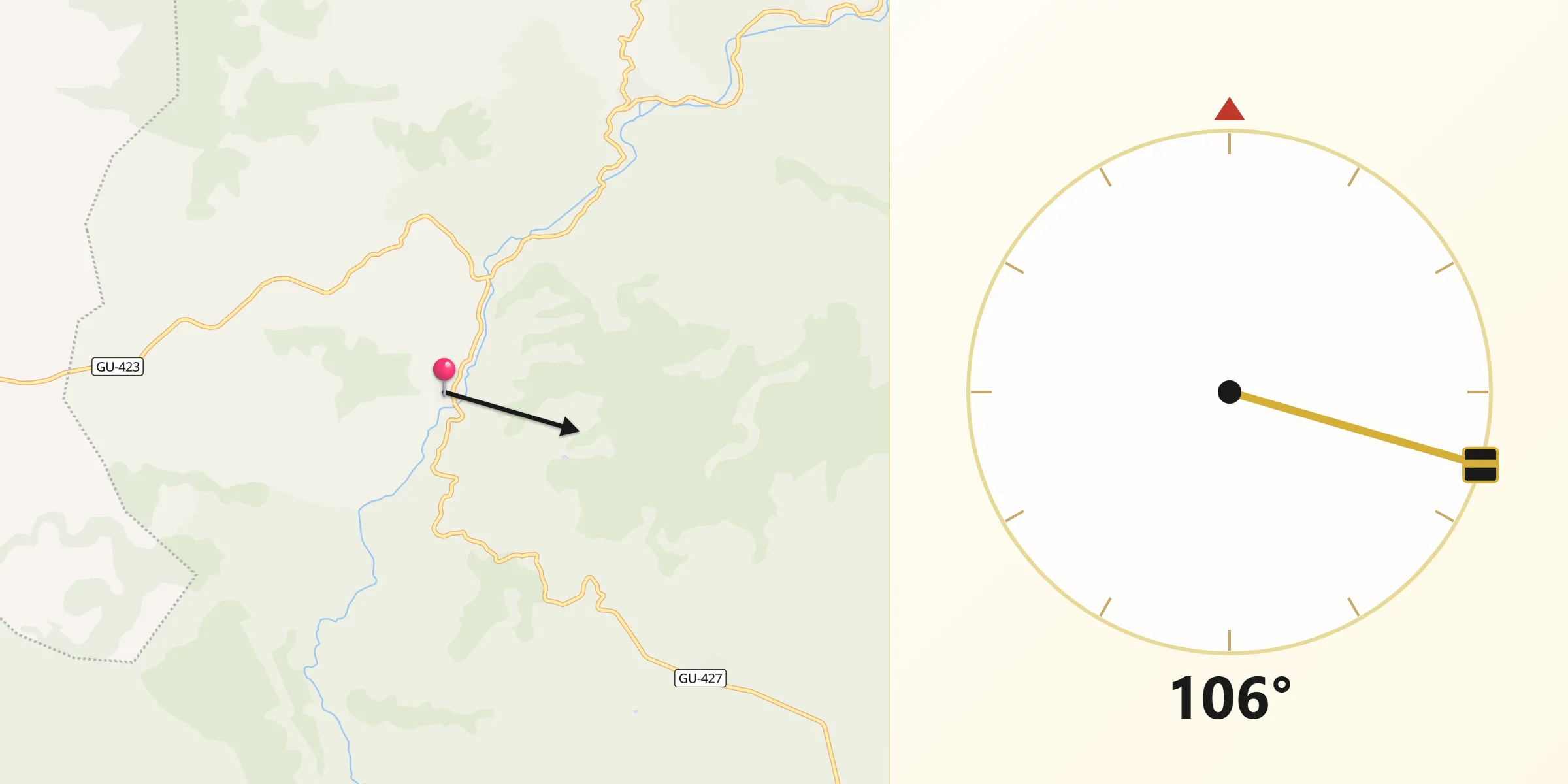 Dirección de la Qibla desde Mochales