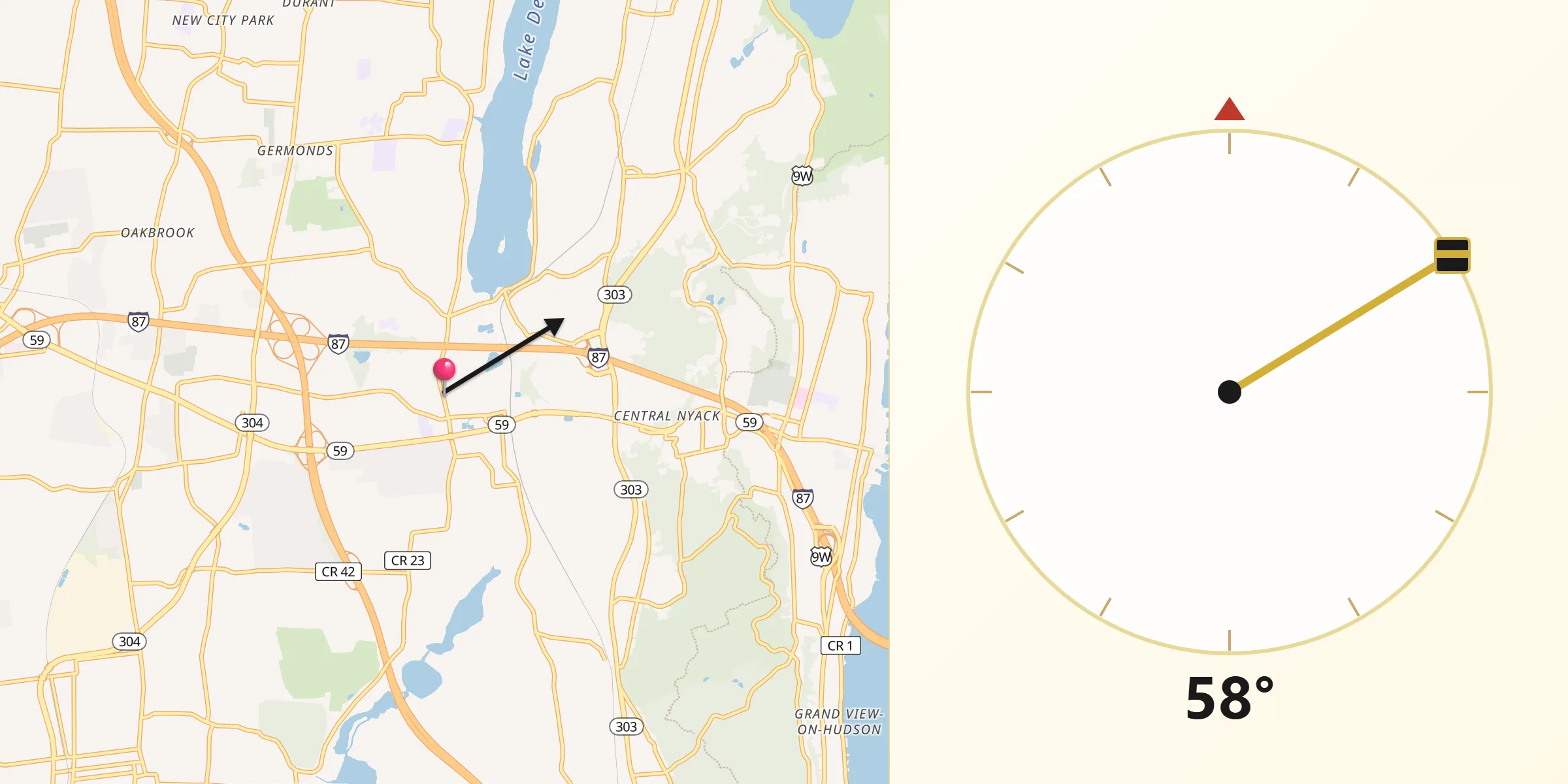 Qibla Direction from West Nyack