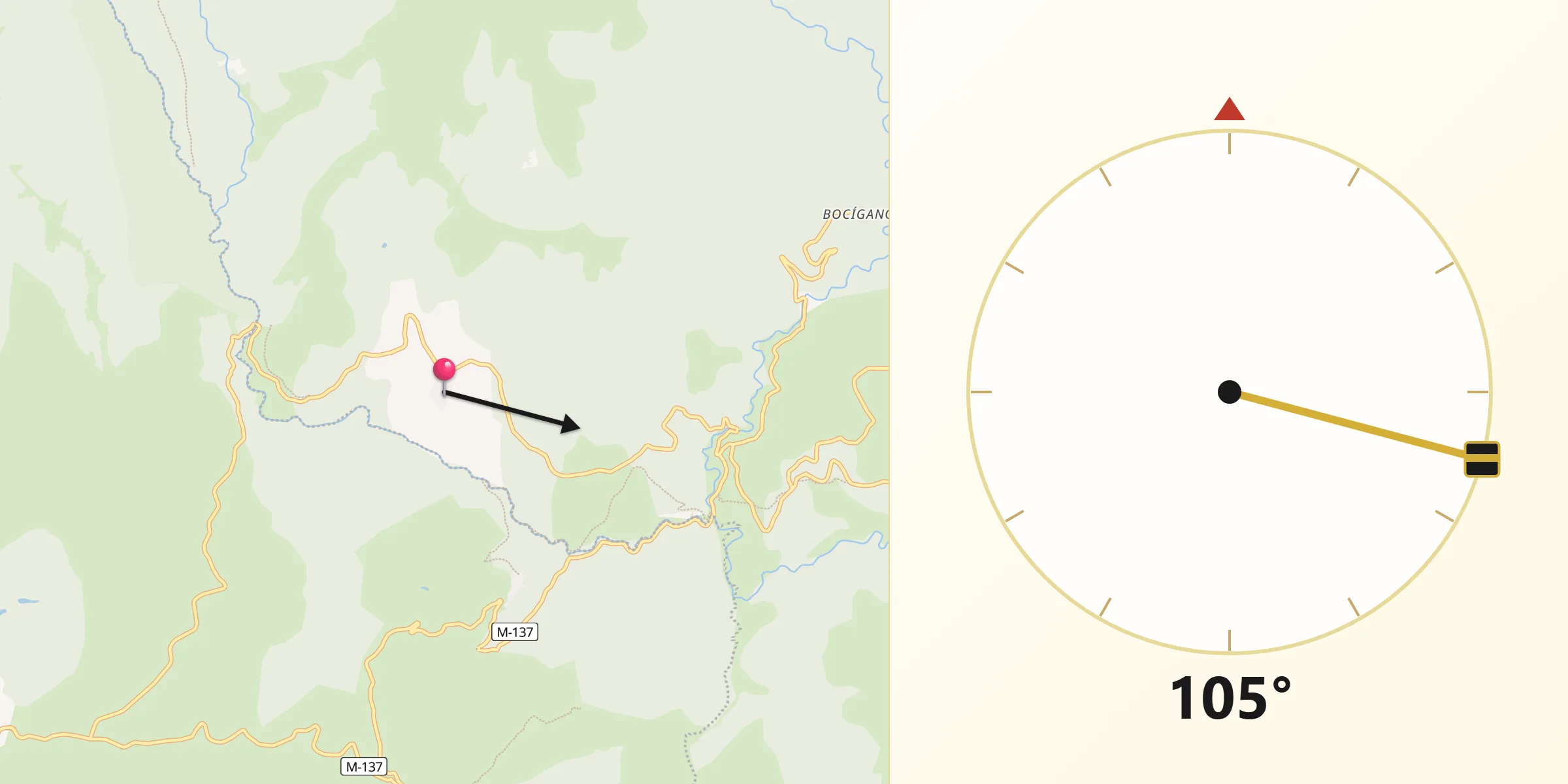 Dirección de la Qibla desde El Cardoso de la Sierra