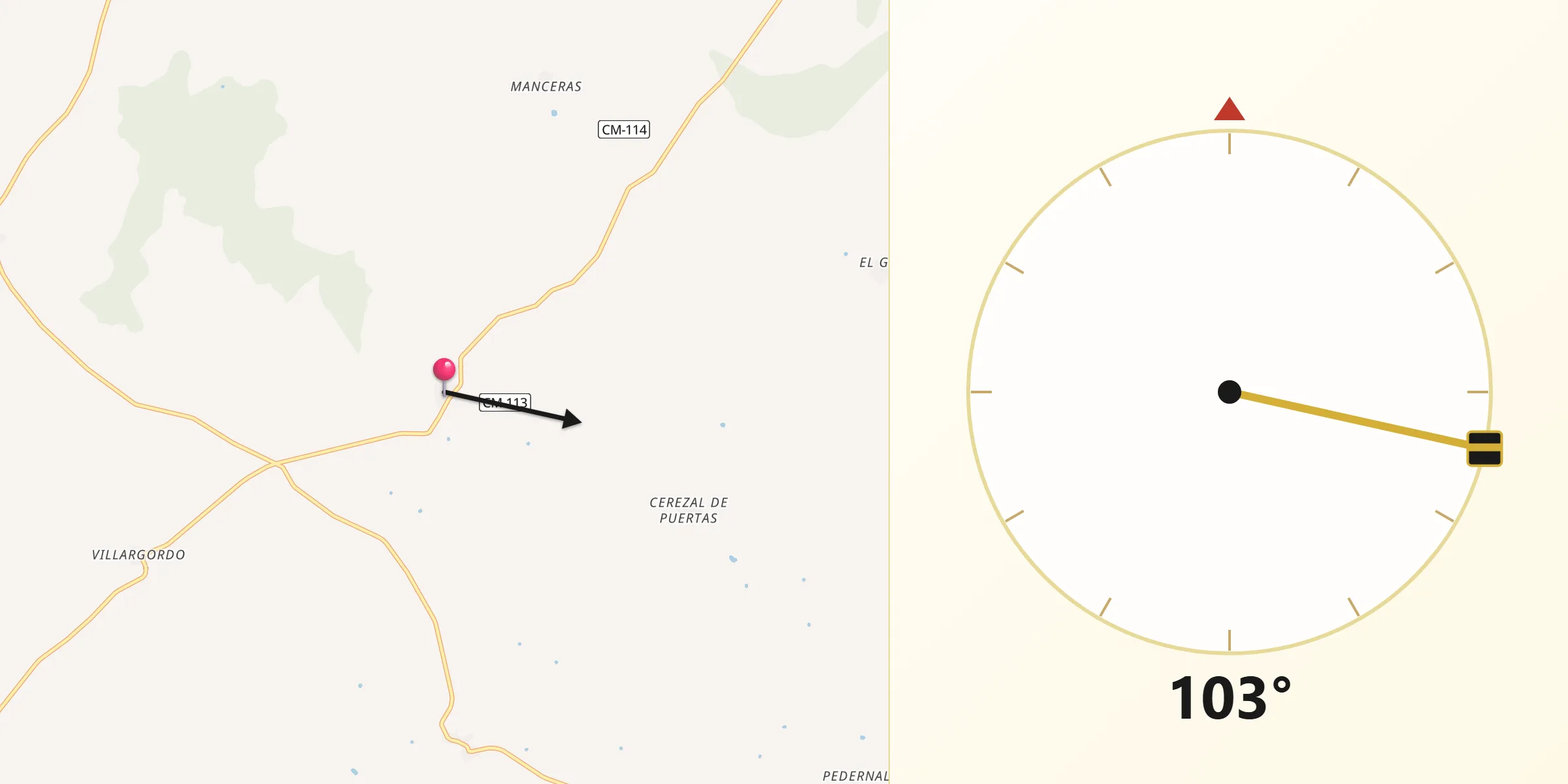 Dirección de la Qibla desde Puertas
