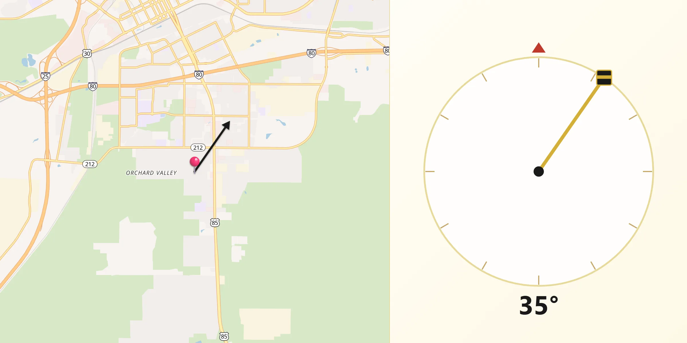 Qibla Direction from South Greeley
