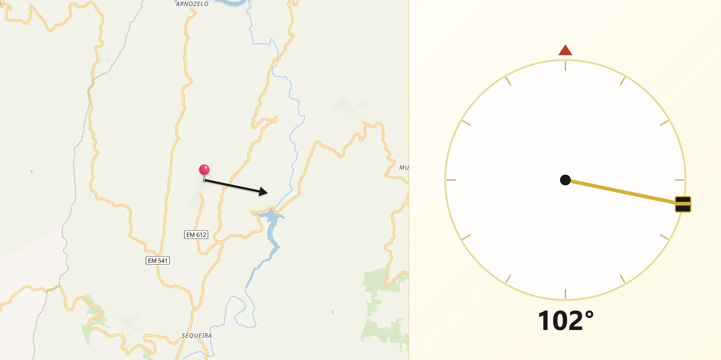 Direção da Qibla a partir de Numão