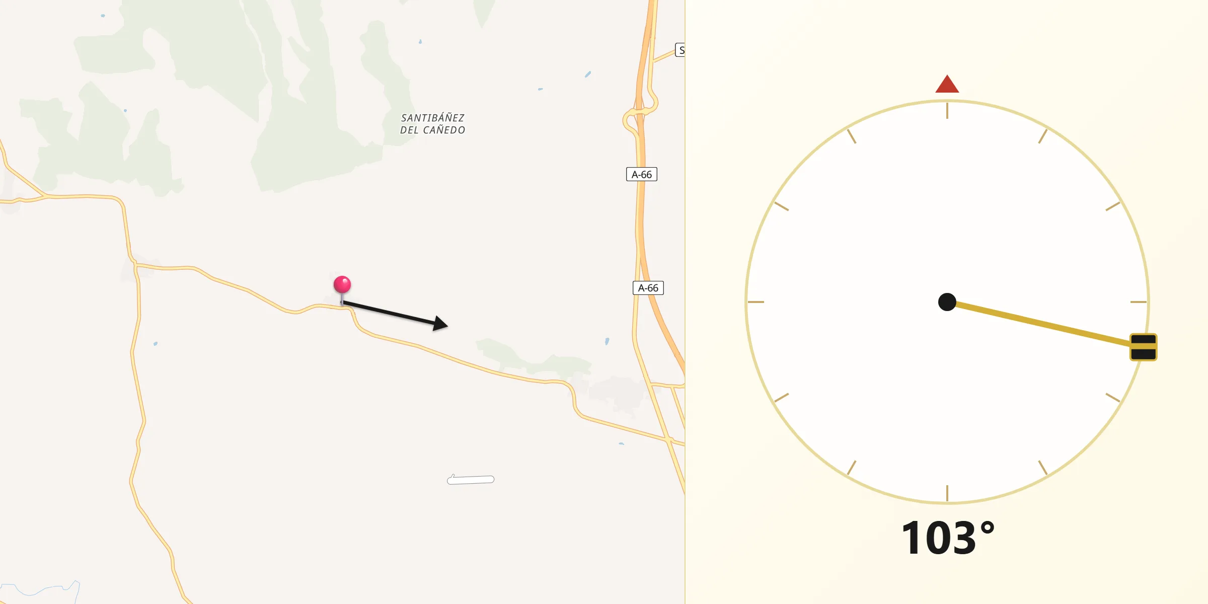 Dirección de la Qibla desde Forfoleda