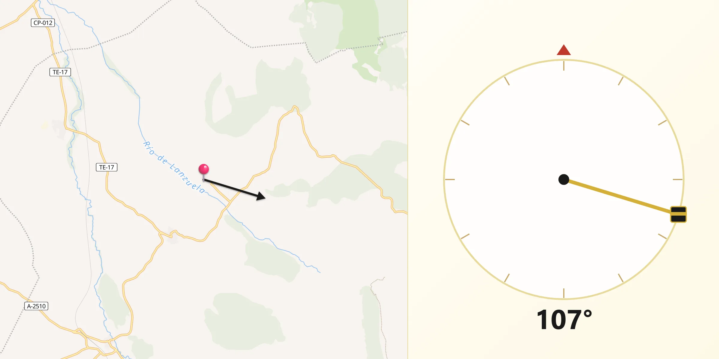 Dirección de la Qibla desde Lanzuela