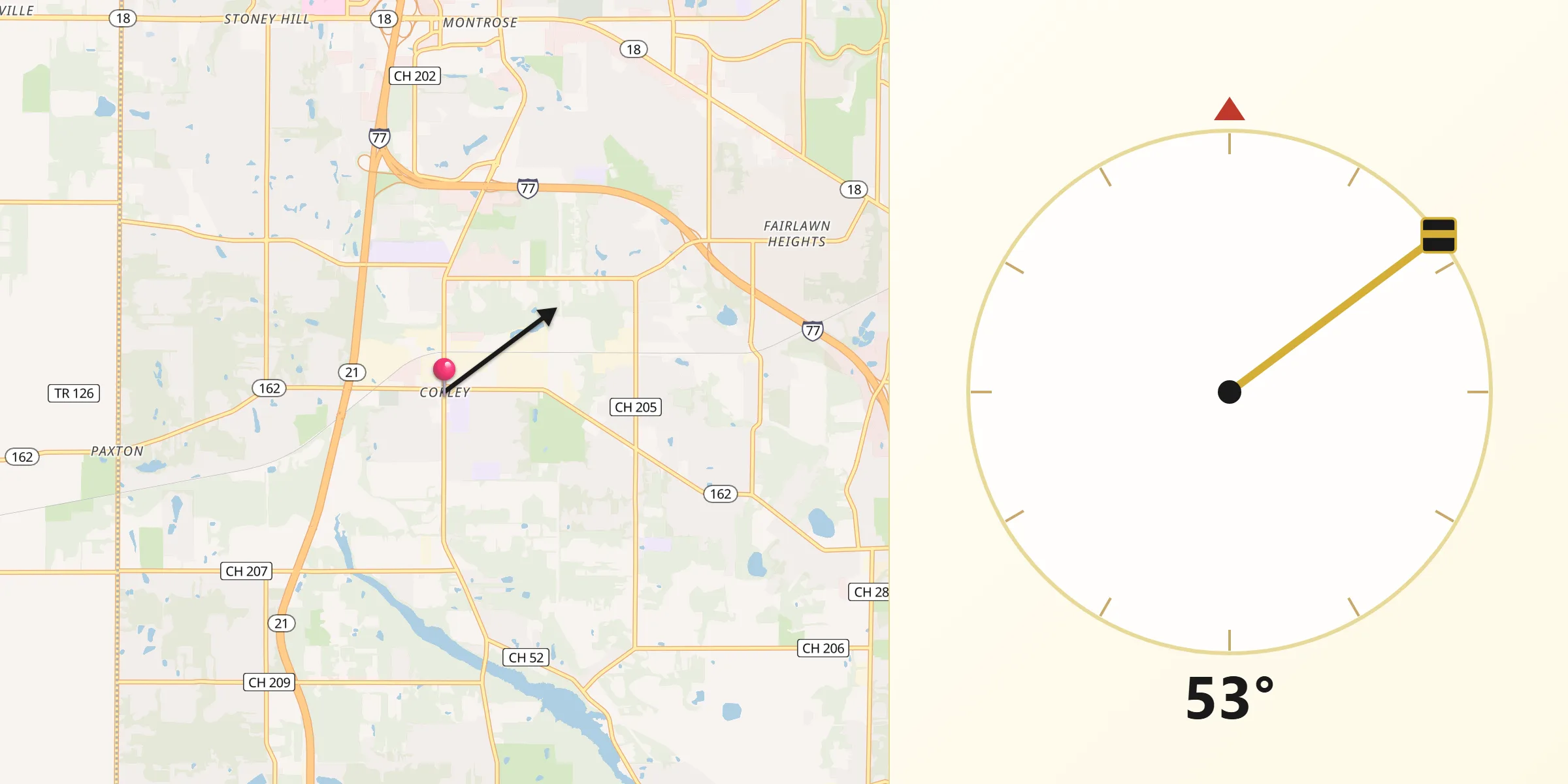 Qibla Direction from Copley