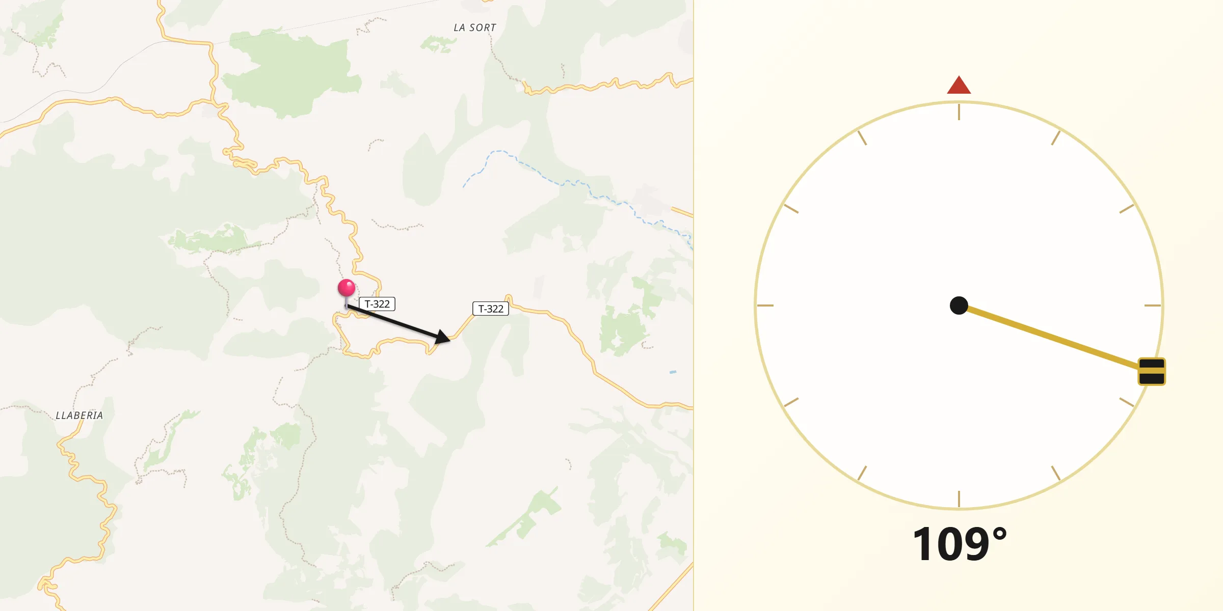 Dirección de la Qibla desde Colldejou