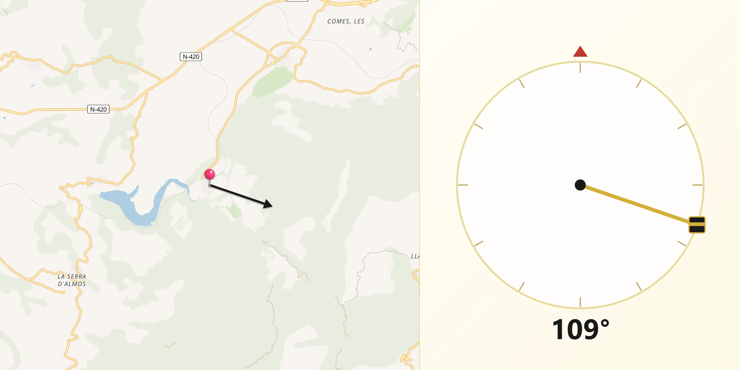 Dirección de la Qibla desde Capçanes