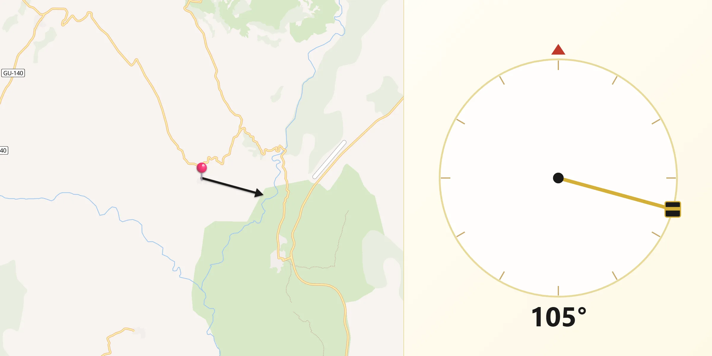 Dirección de la Qibla desde Villares de Jadraque