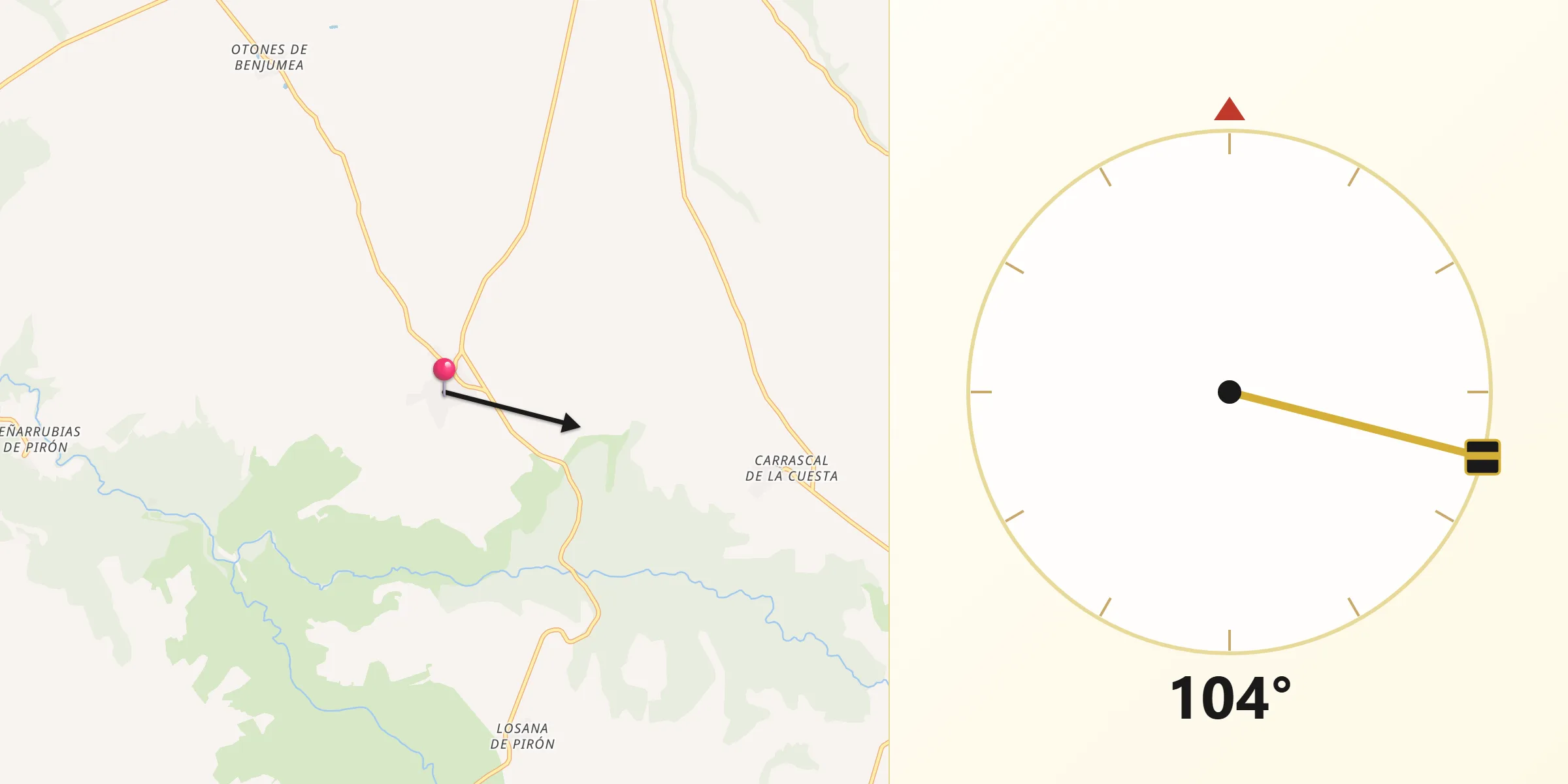 Dirección de la Qibla desde Torreiglesias