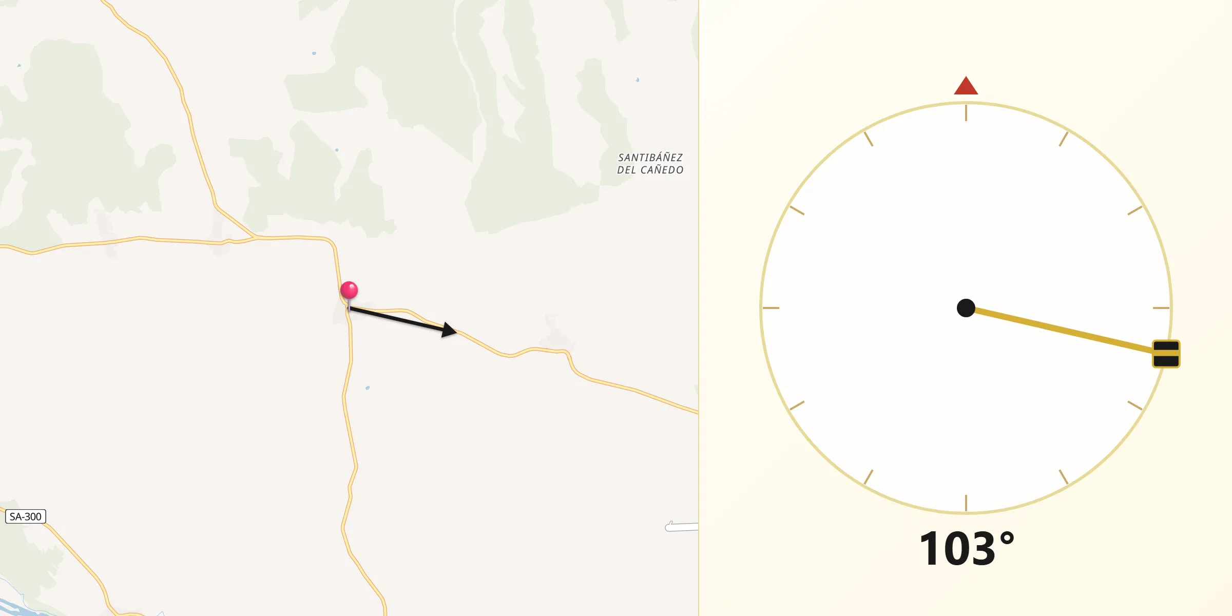 Dirección de la Qibla desde Torresmenudas