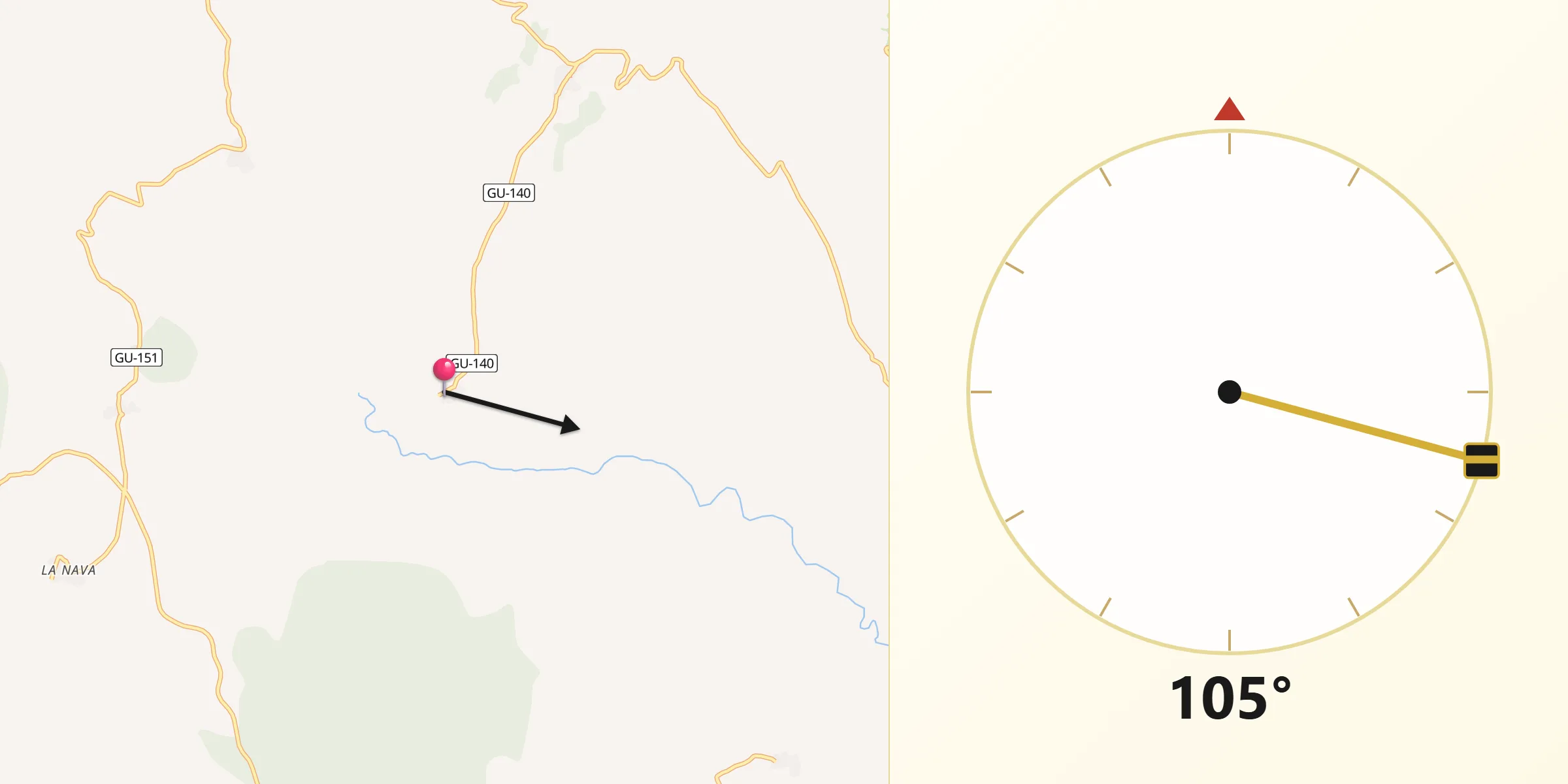 Dirección de la Qibla desde Las Navas de Jadraque