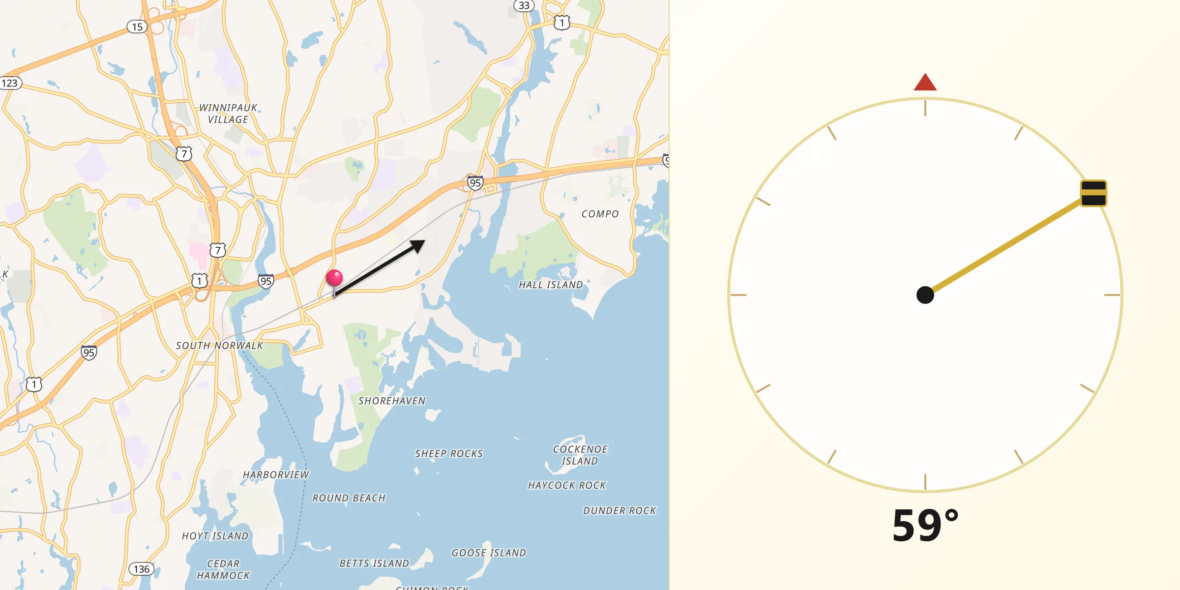 Qibla Direction from East Norwalk