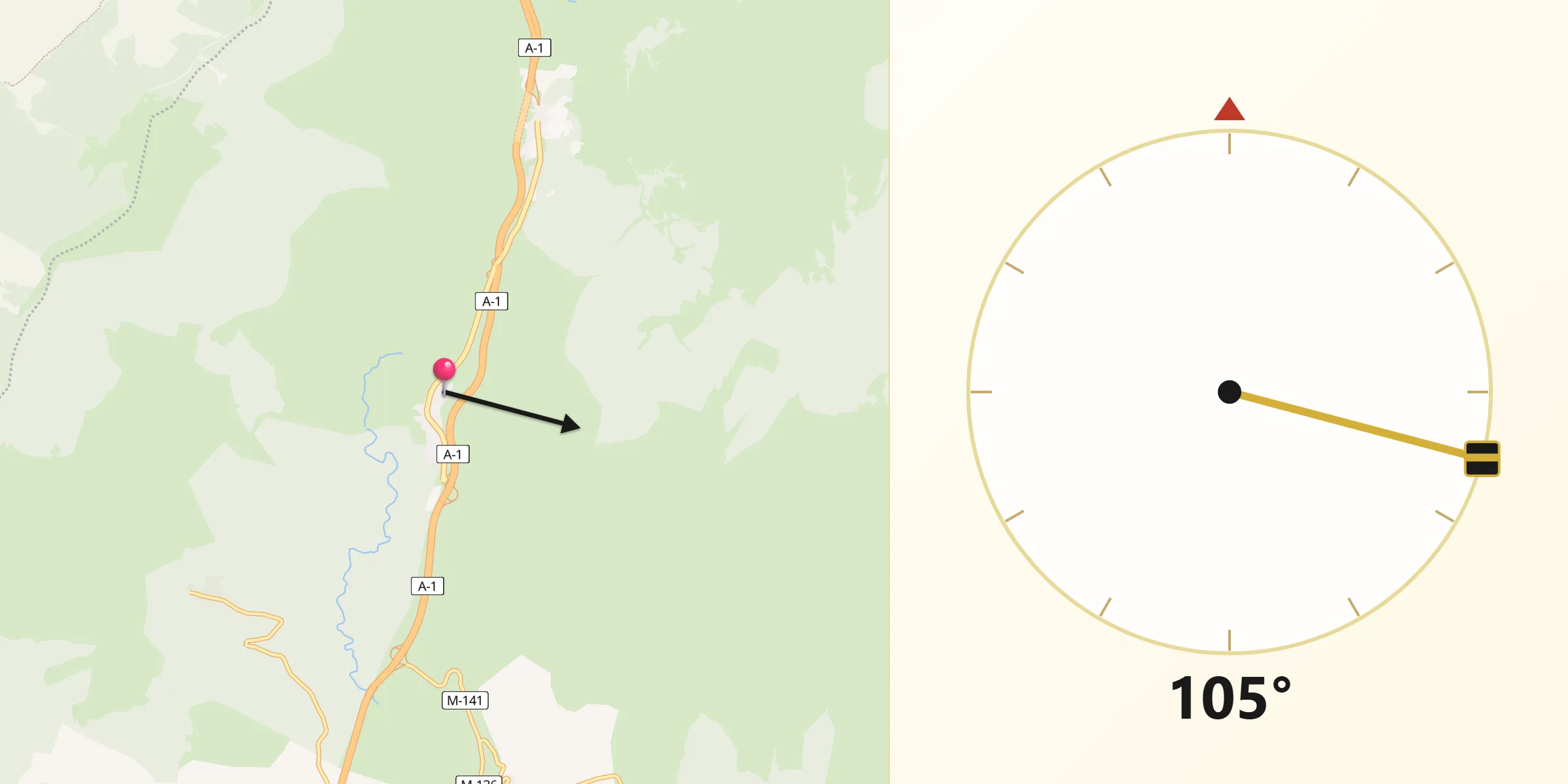 Dirección de la Qibla desde Robregordo