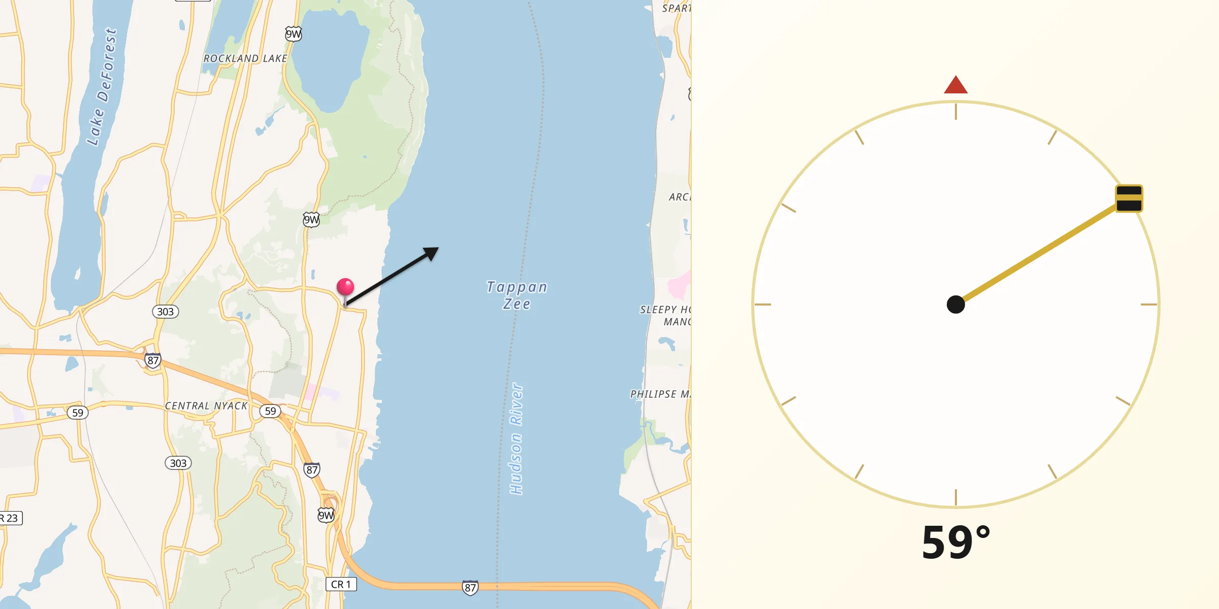 Qibla Direction from Upper Nyack
