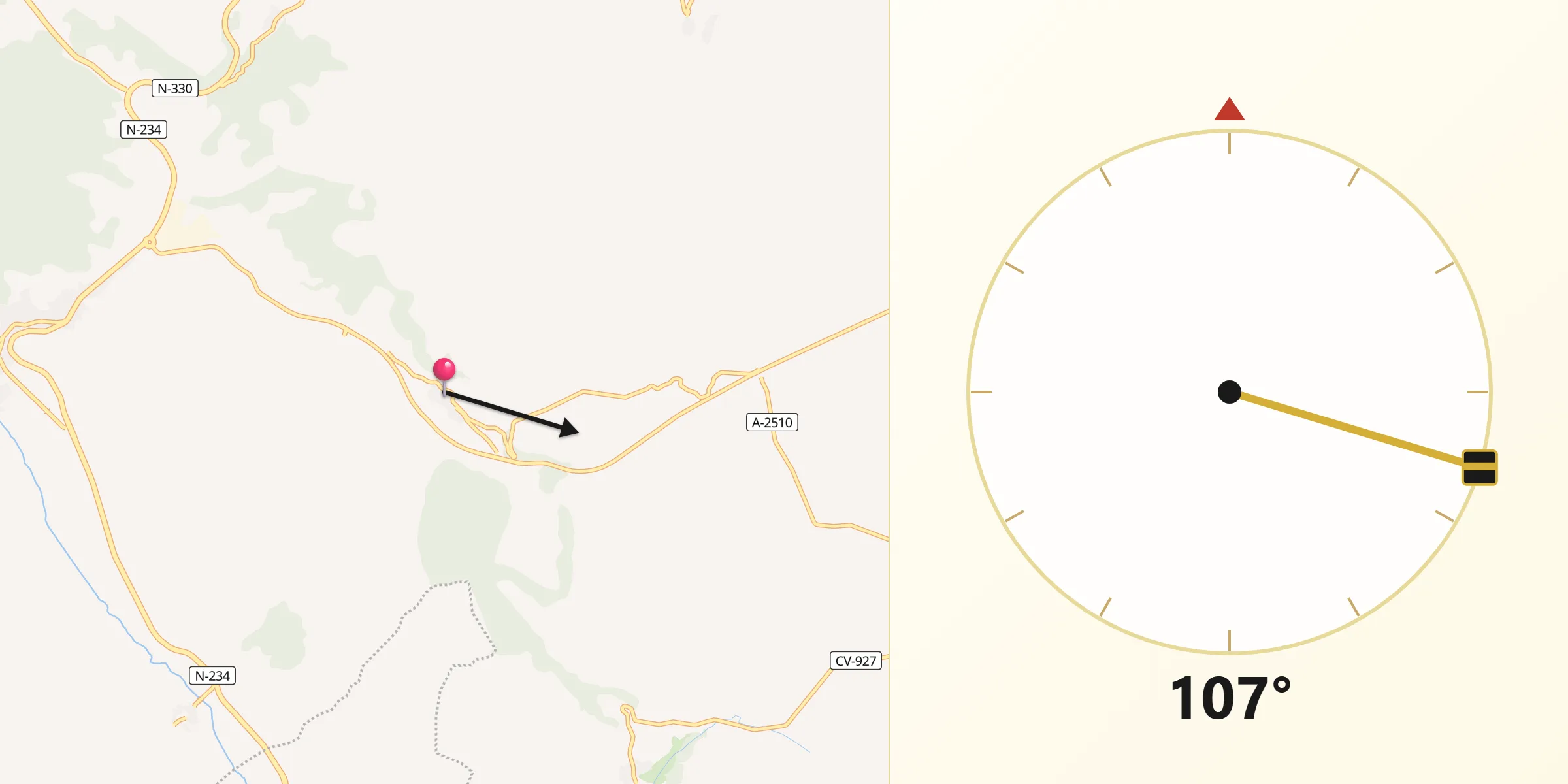 Dirección de la Qibla desde Nombrevilla