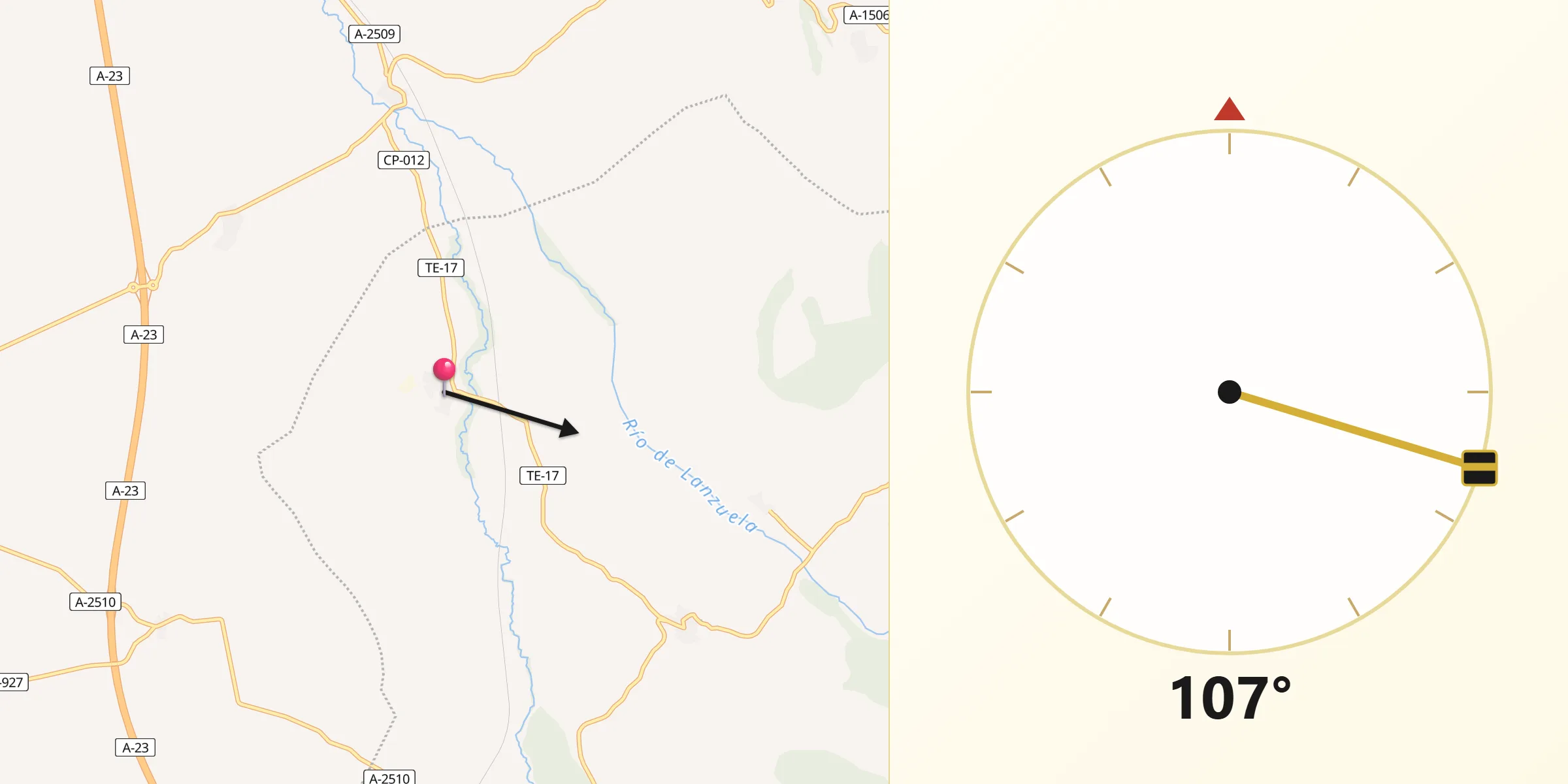 Dirección de la Qibla desde Villahermosa del Campo