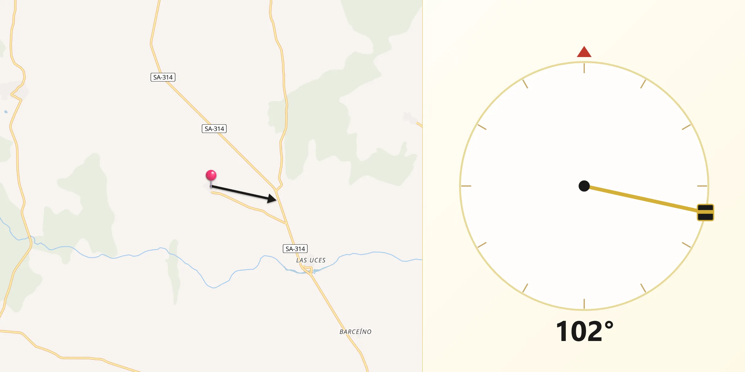 Dirección de la Qibla desde Valsalabroso