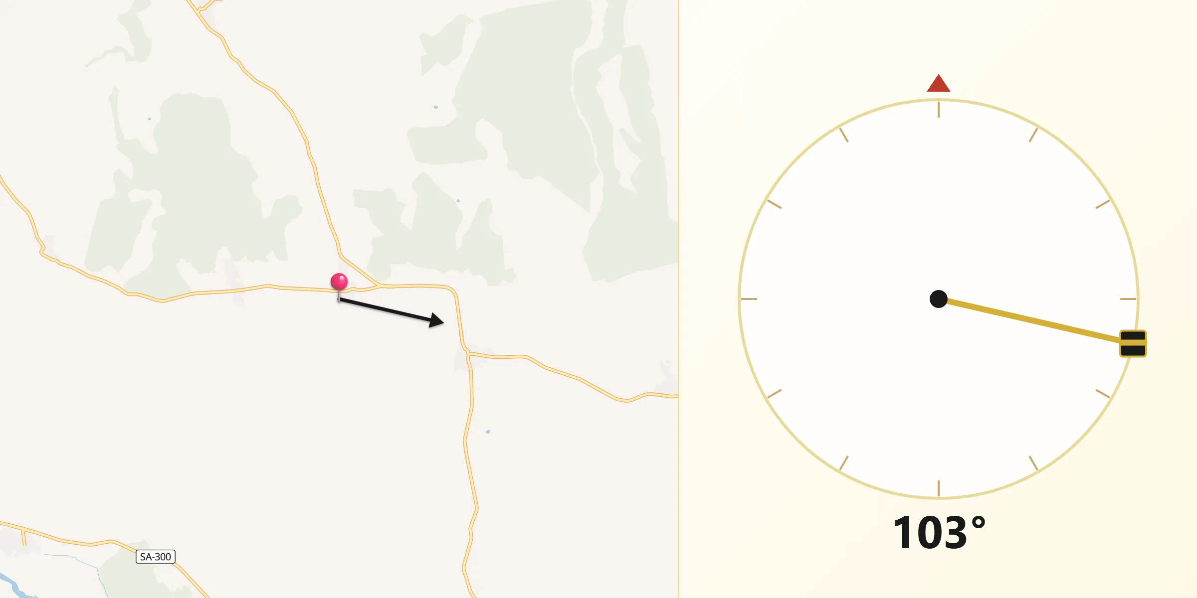 Dirección de la Qibla desde Aldearrodrigo