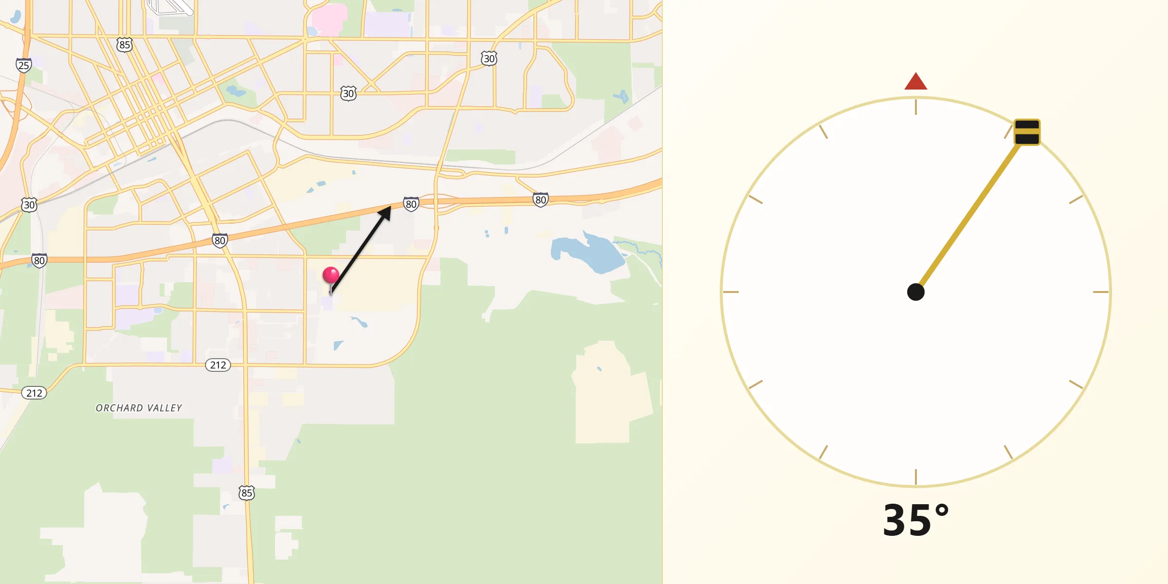 Qibla Direction from Fox Farm-College