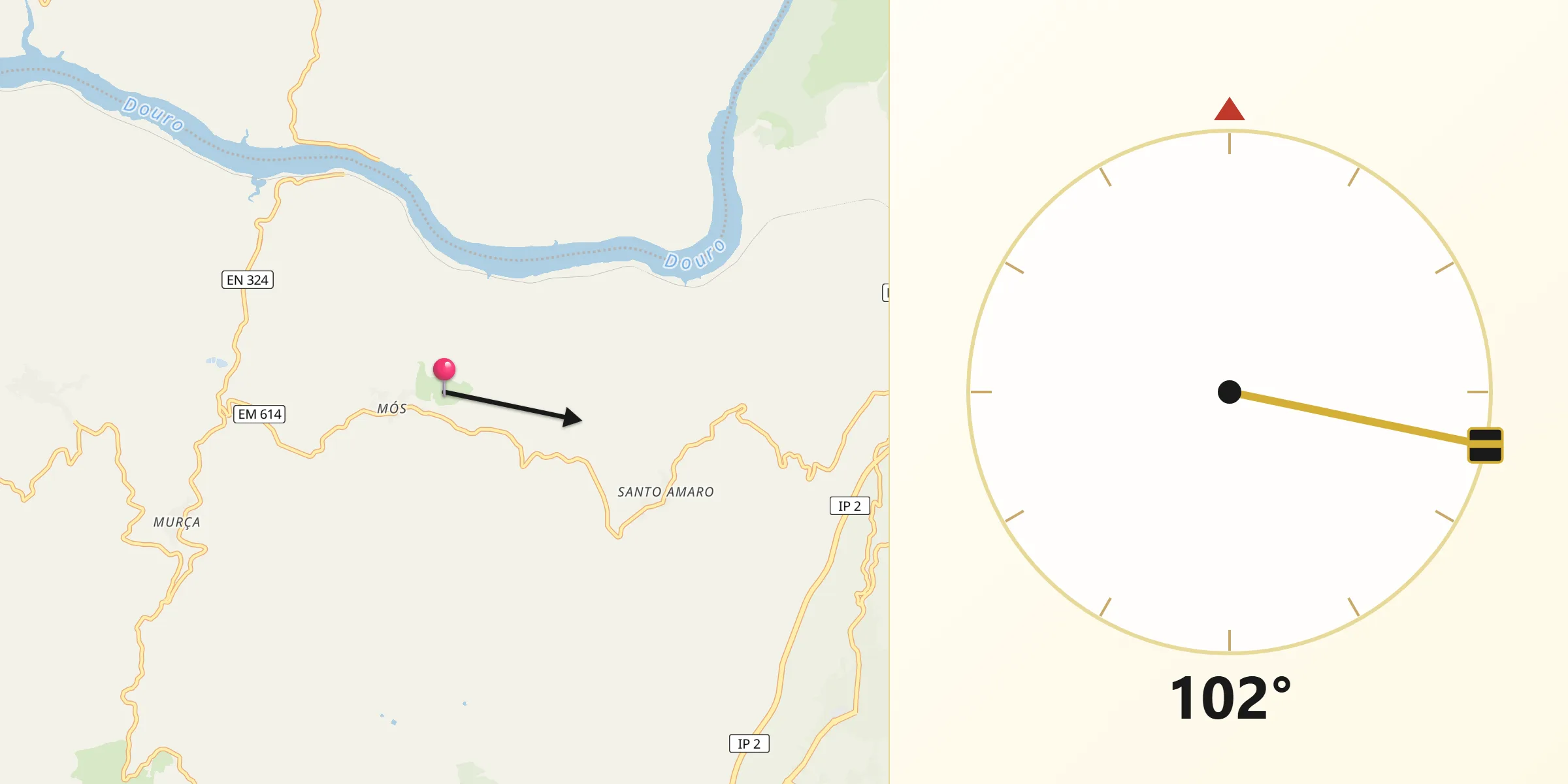 Direção da Qibla a partir de Mós
