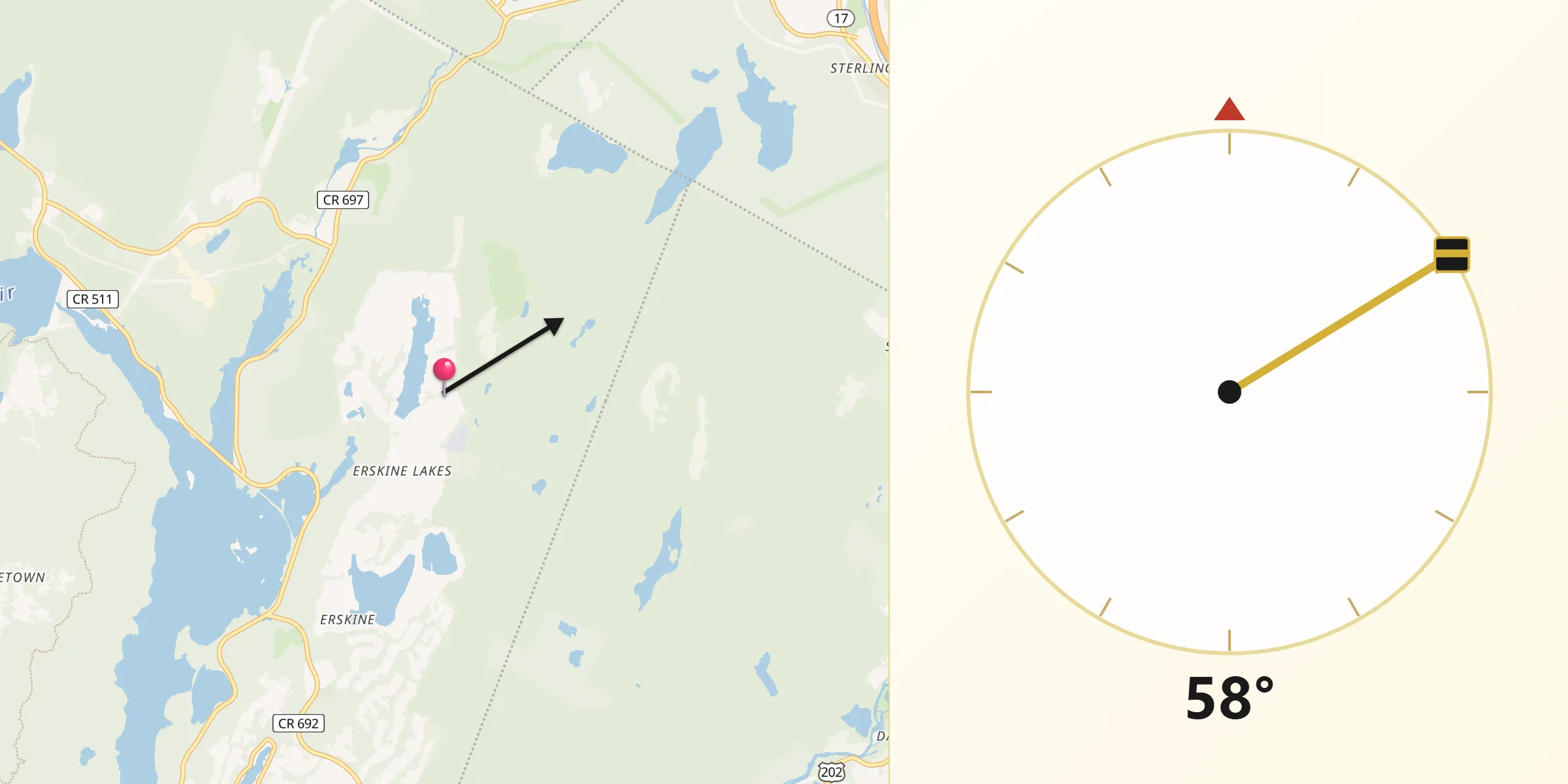 Qibla Direction from Ringwood
