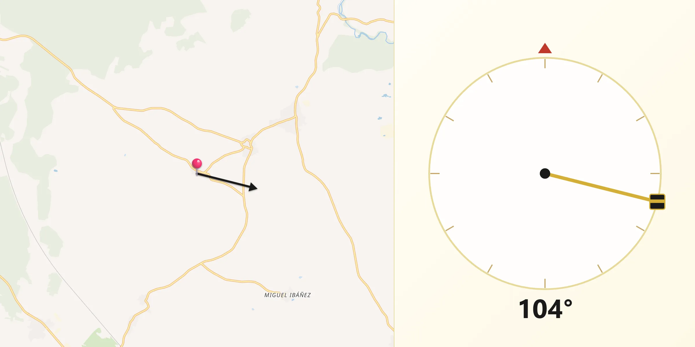 Dirección de la Qibla desde Domingo García