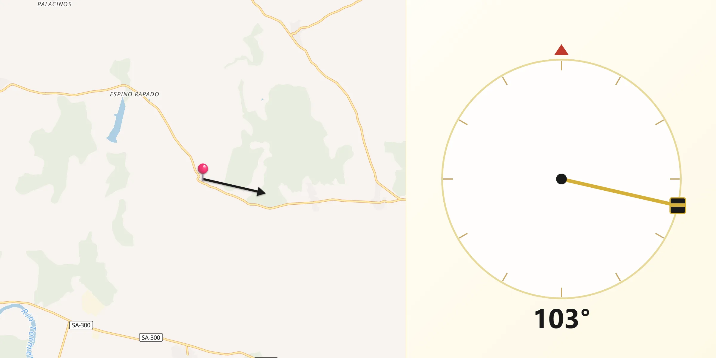 Dirección de la Qibla desde San Pelayo de Guareña