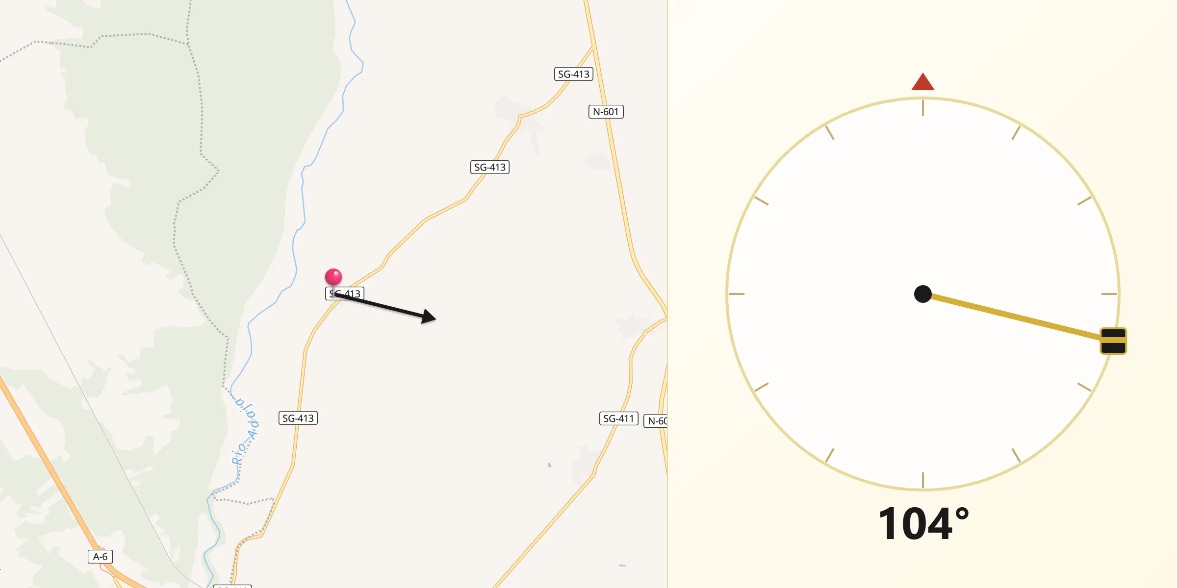 Dirección de la Qibla desde Donhierro